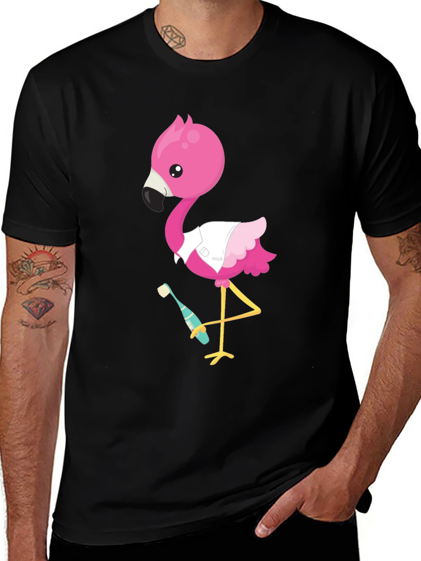 Variant 25 of Flamingo Dentist T-Shirt - Funny Cartoon Tee