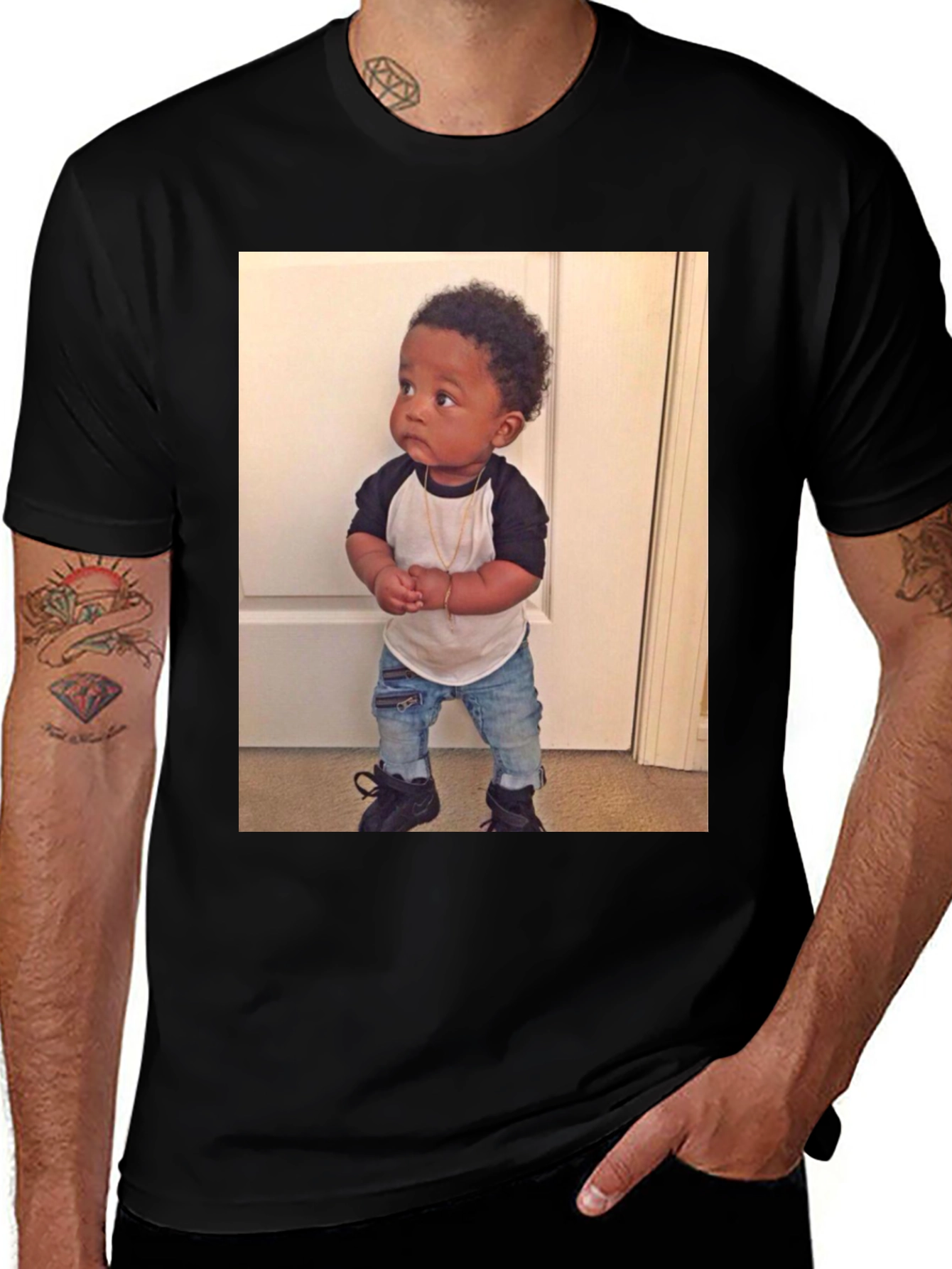 Variant 7 of Black T-Shirt with Baby Image