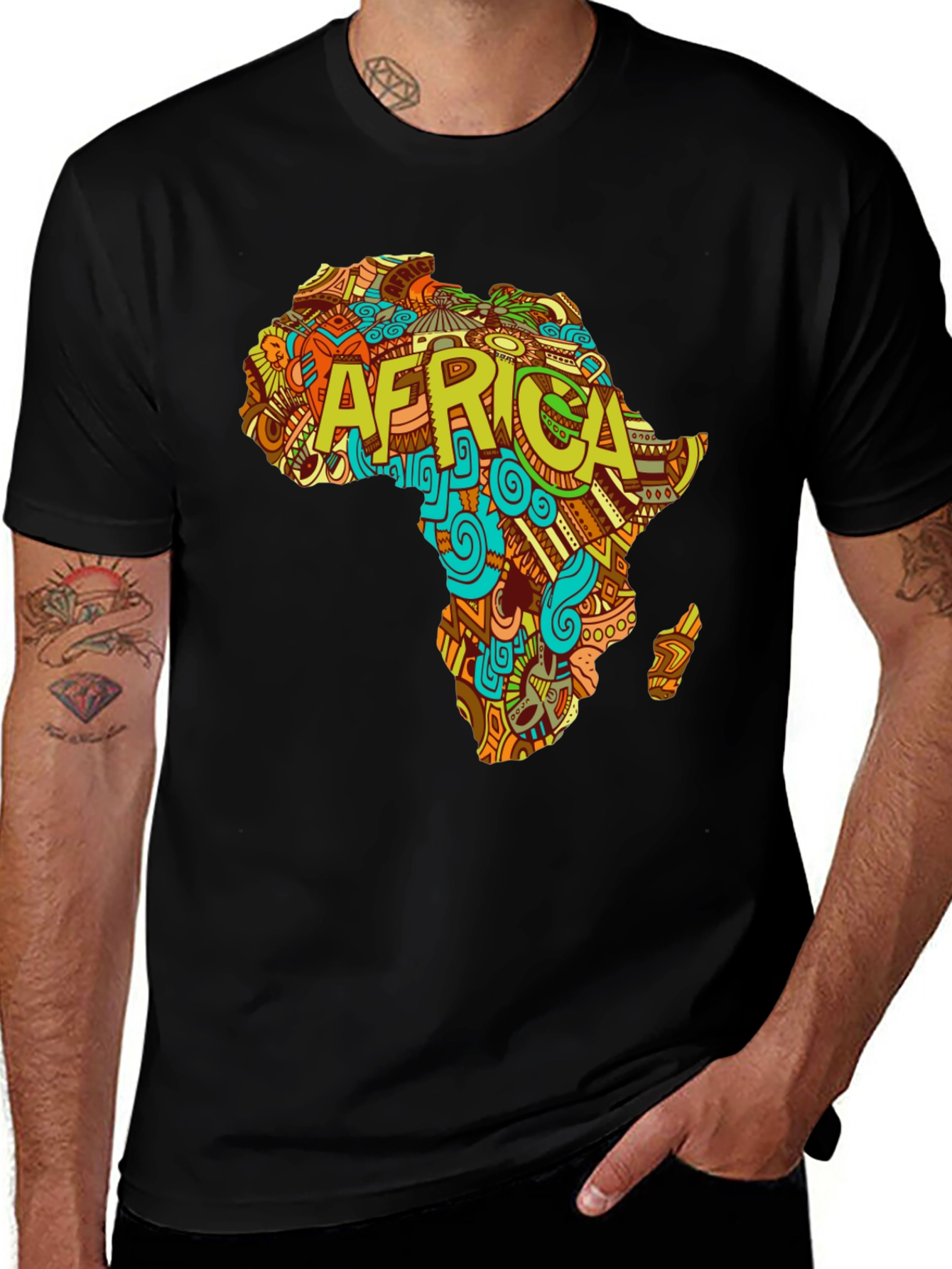Africa Map Graphic Tee - Black Cotton T-Shirt
