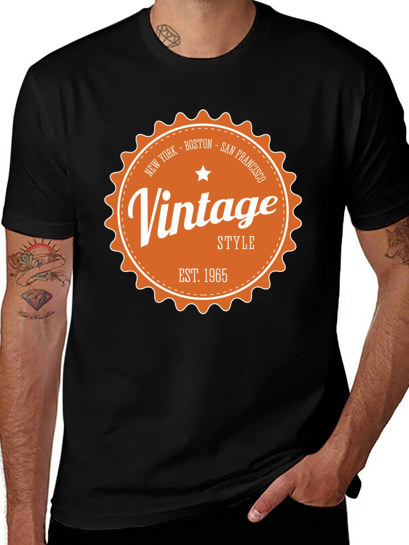 Variant 28 of Vintage Style Graphic Tee - Black