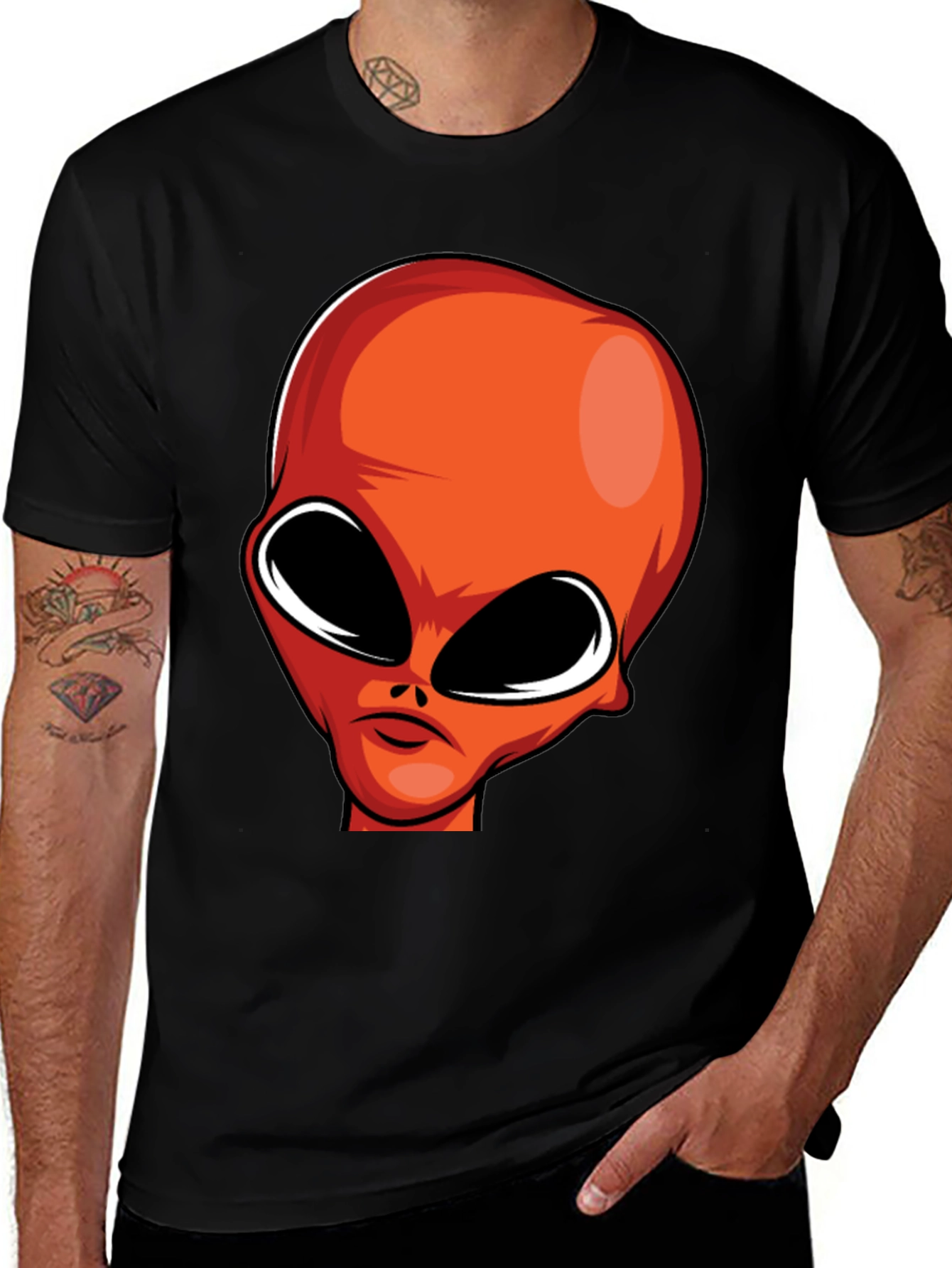 Variant 3 of Alien Head Graphic T-Shirt - Black