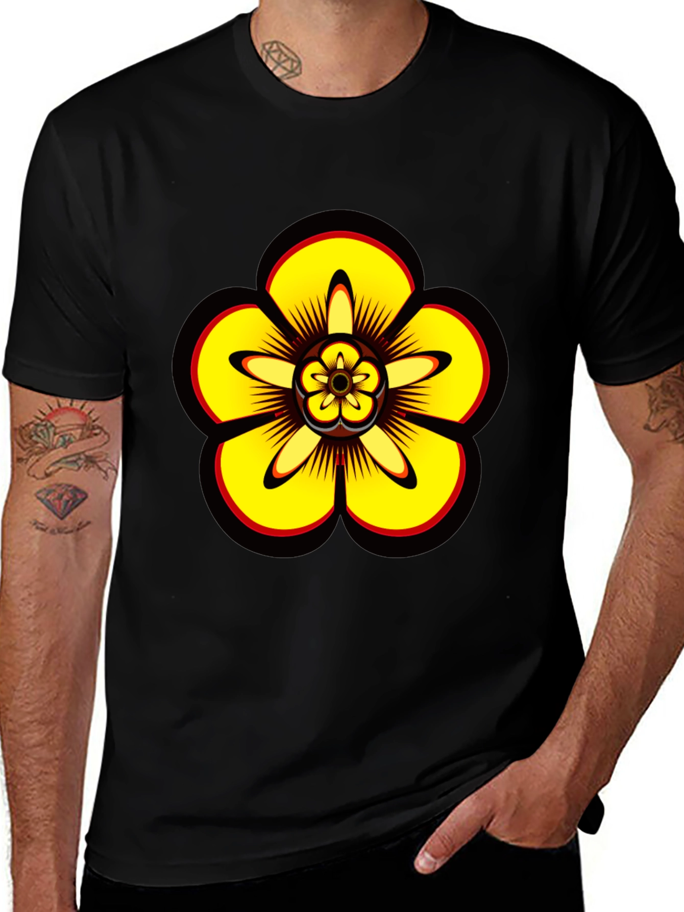 Variant 22 of Floral Graphic Black T-Shirt