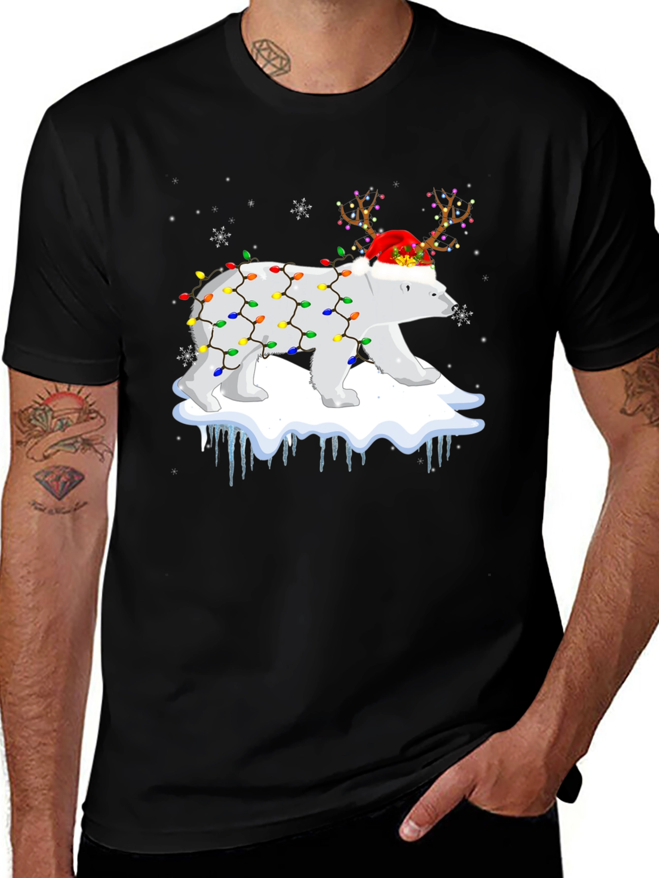 Christmas Polar Bear Lights T-Shirt