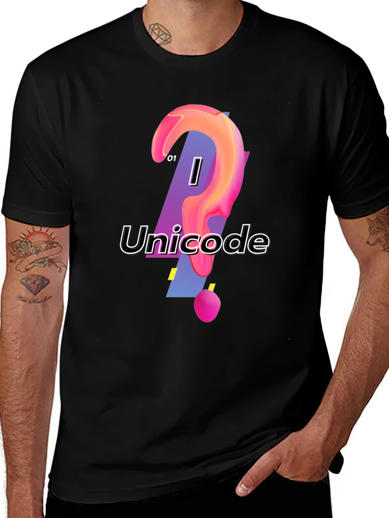 Variant 24 of Unicode Graphic Print Black T-Shirt