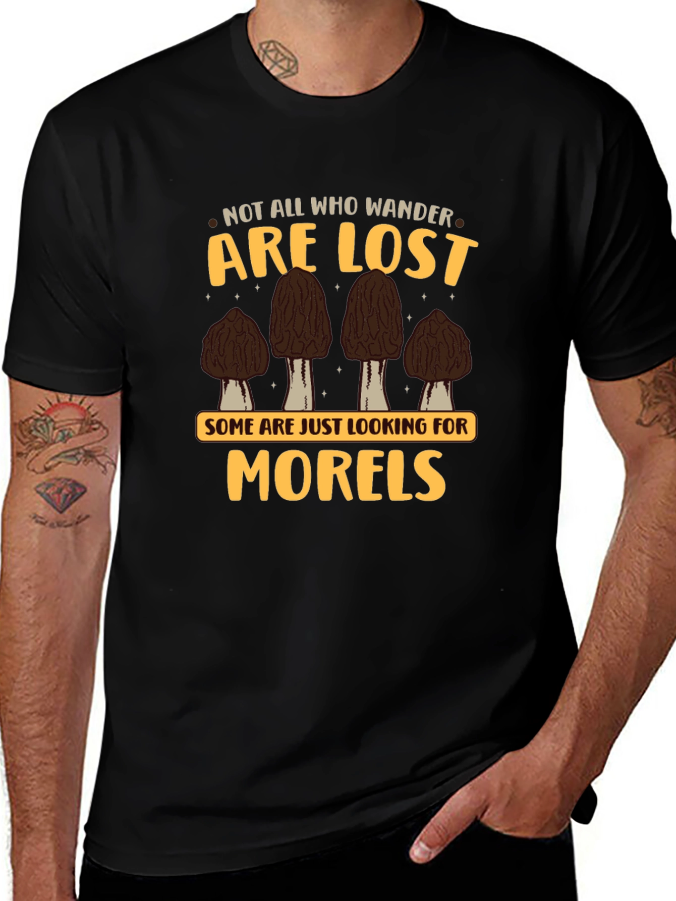 Black Morels T-Shirt - Not All Who Wander Are Lost main image
