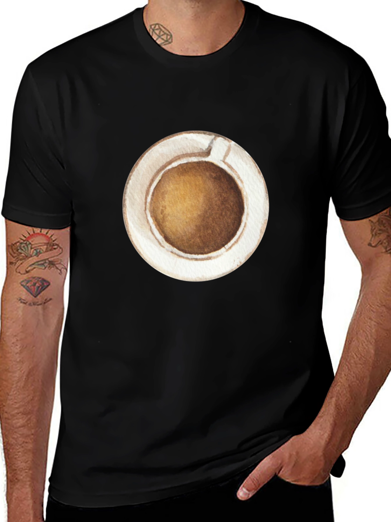 Variant 10 of Coffee Cup Graphic Tee - Casual Black T-Shirt