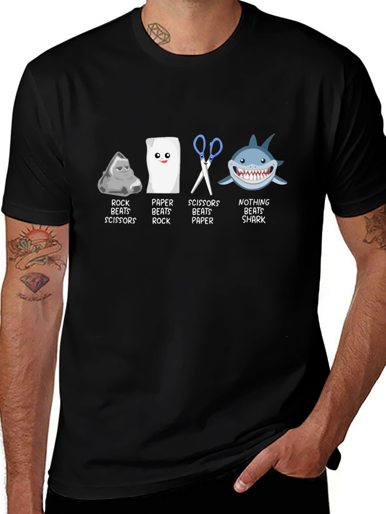 Rock Paper Scissors Beats Shark T-Shirt