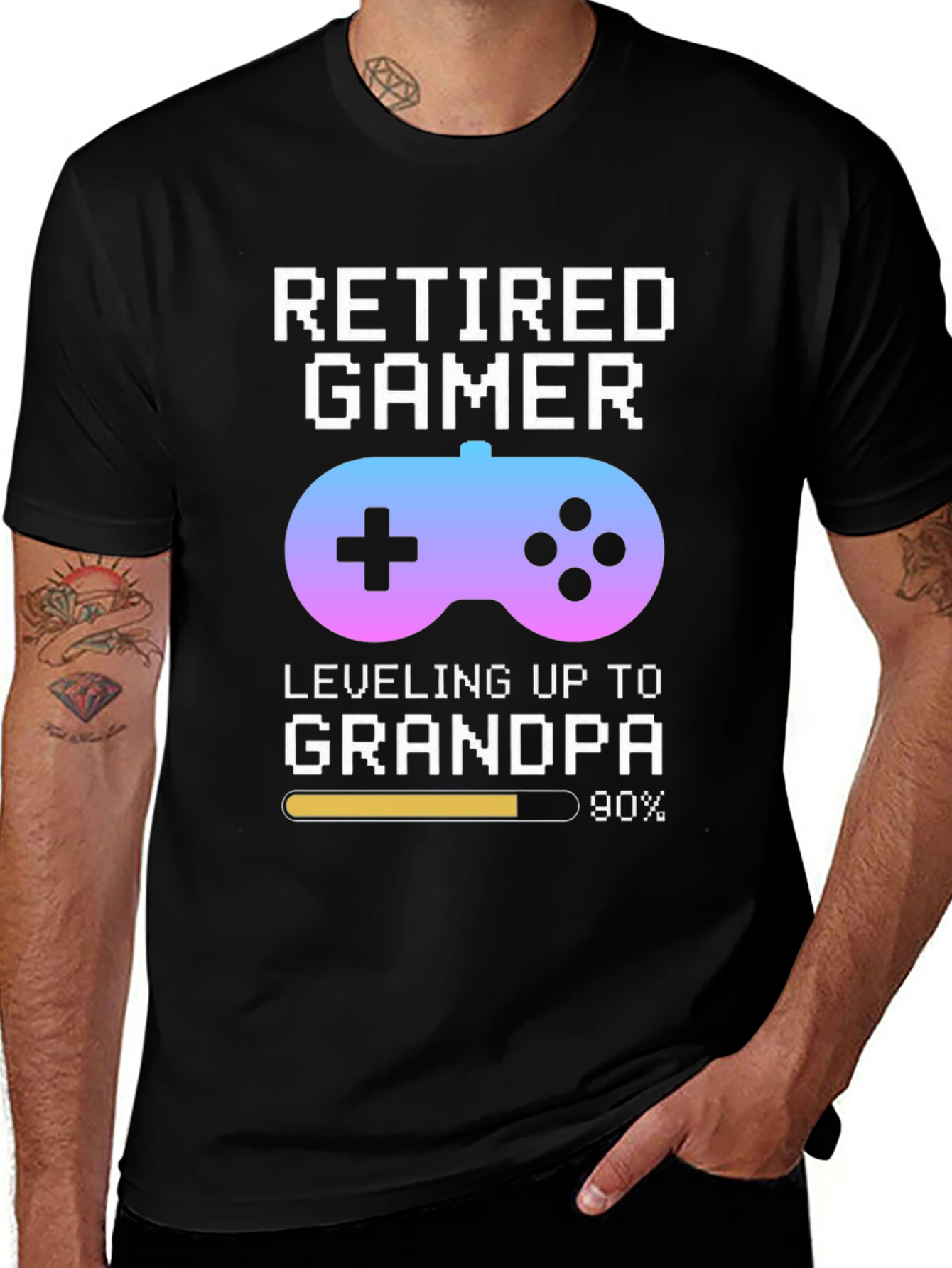 Variant 6 of Retired Gamer Leveling Up To Grandpa T-Shirt