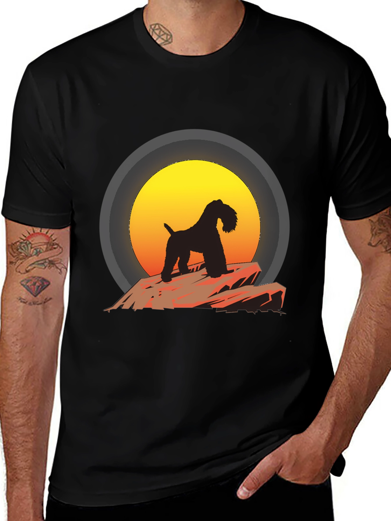 Variant 21 of Dog Silhouette Sunset Graphic Tee
