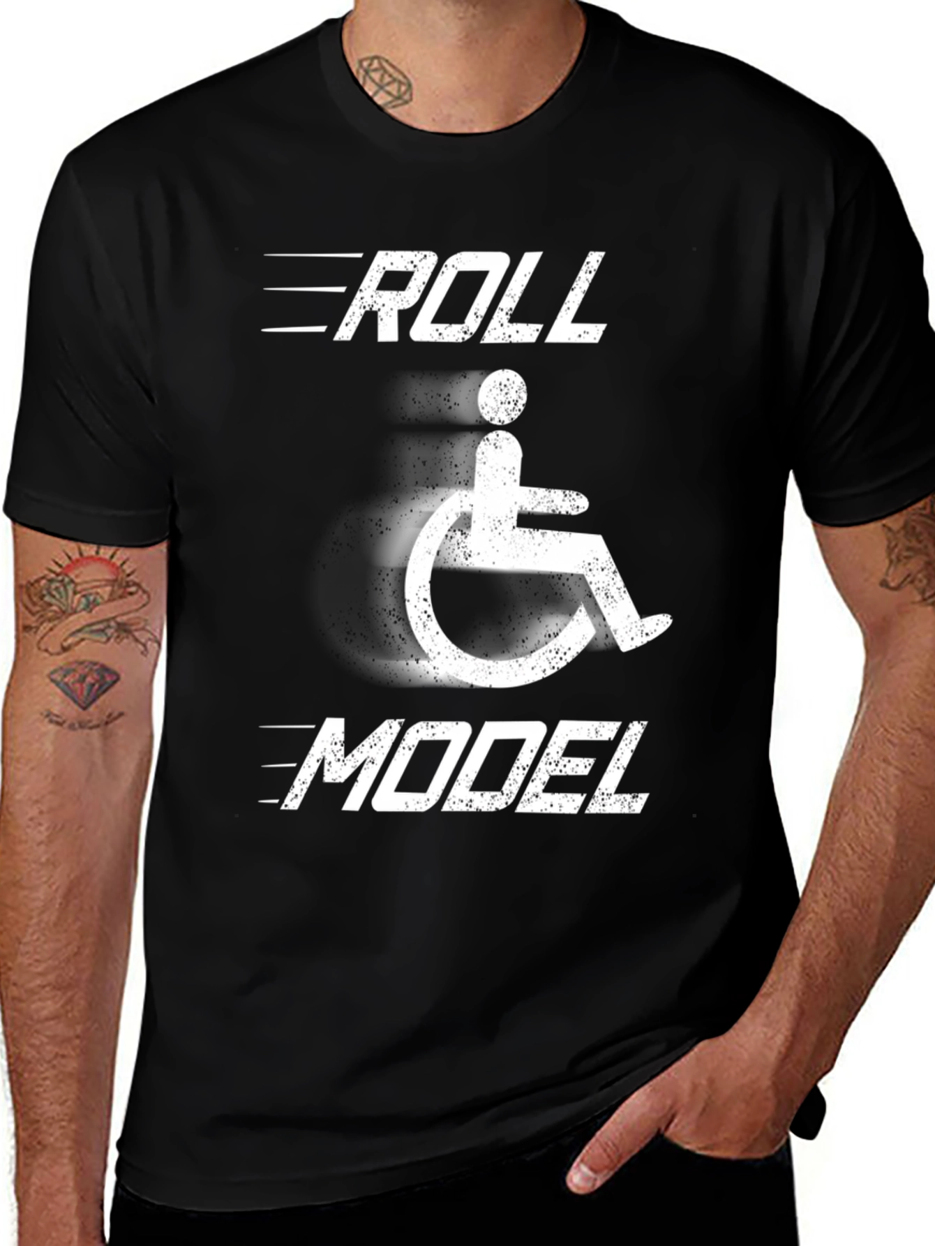 Variant 6 of Roll Model Wheelchair T-Shirt - Disability Awareness