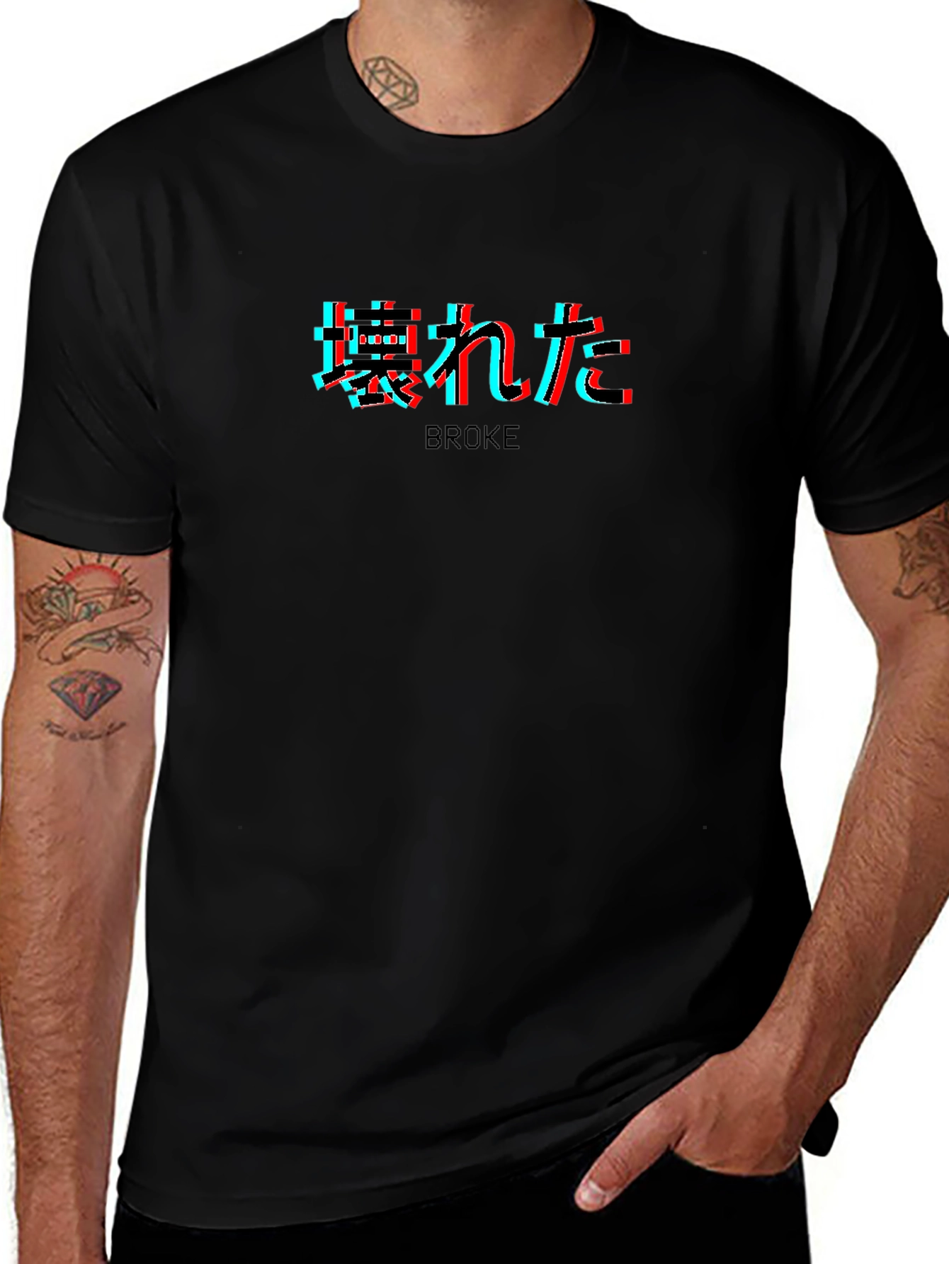 Camiseta Negra Estilo Vaporwave - Broke