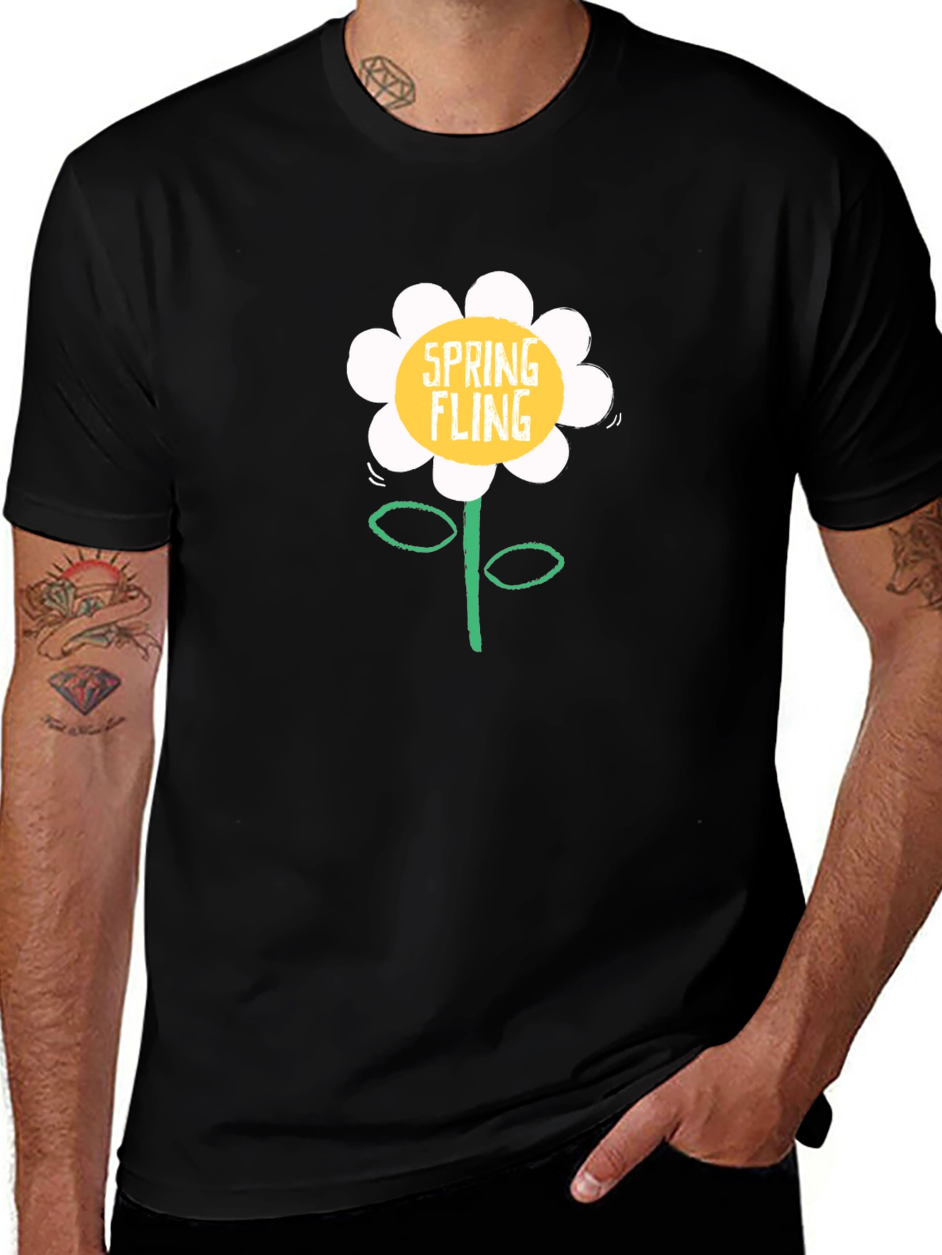 Variant 16 of Spring Fling Graphic Tee - Black Casual Shirt
