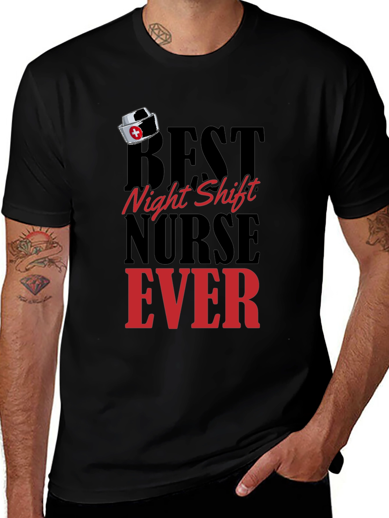 Variant 10 of Best Night Shift Nurse Ever Black T-Shirt
