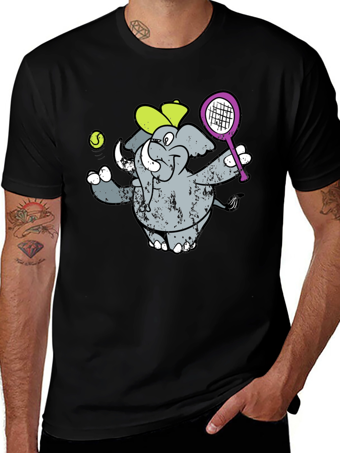 Variant 18 of Elephant Tennis Player Graphic T-Shirt