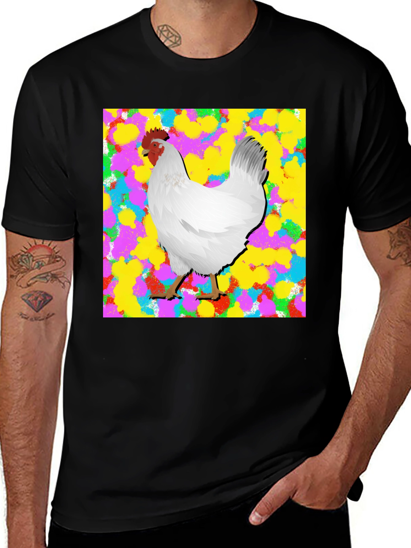 Variant 29 of Chicken Graphic Tee - Colorful Design