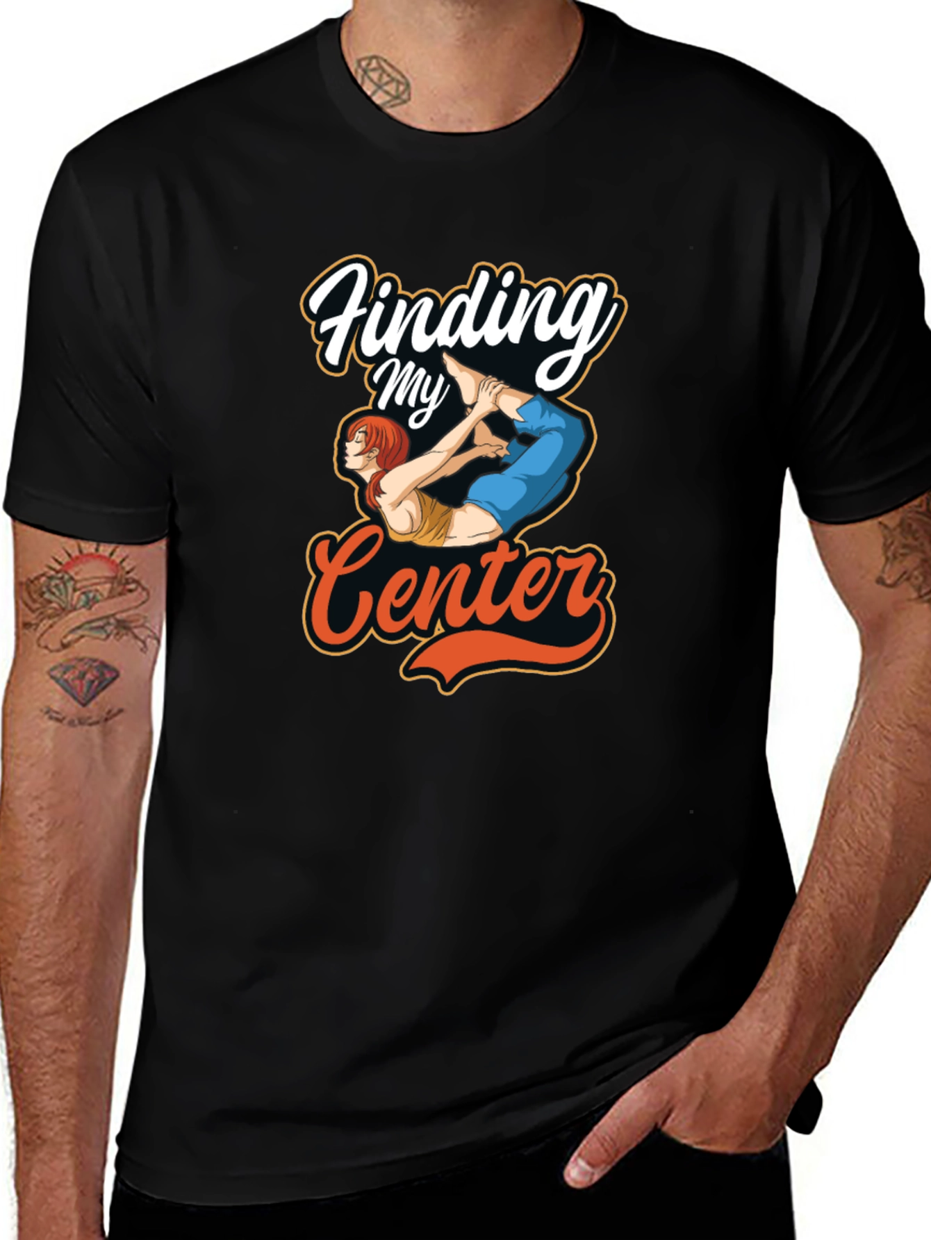 Variant 12 of Finding My Center Yoga Black T-Shirt