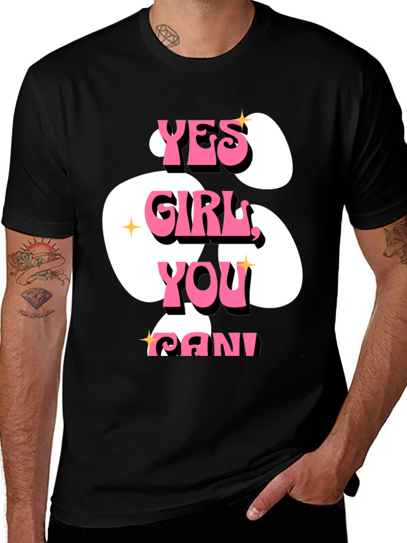 Variant 16 of Yes Girl You Can! Graphic T-Shirt - Black