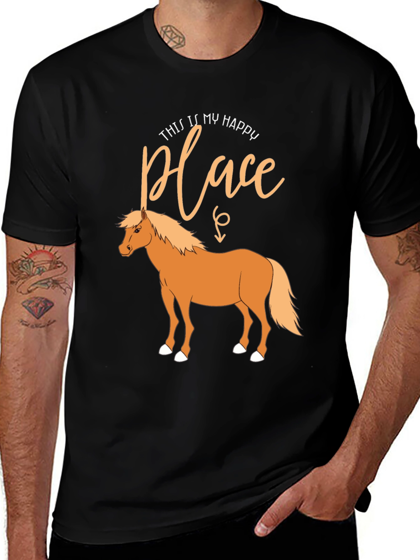 Variant 7 of Happy Place Horse Graphic Tee - Comfortable Fit
