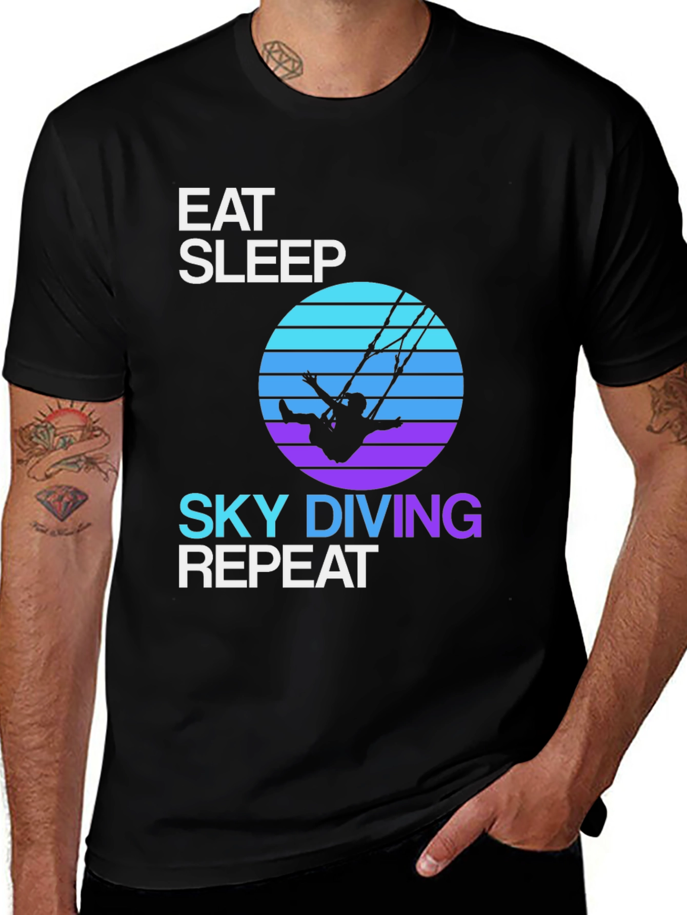 Variant 28 of Eat Sleep Skydiving Repeat Black T-Shirt
