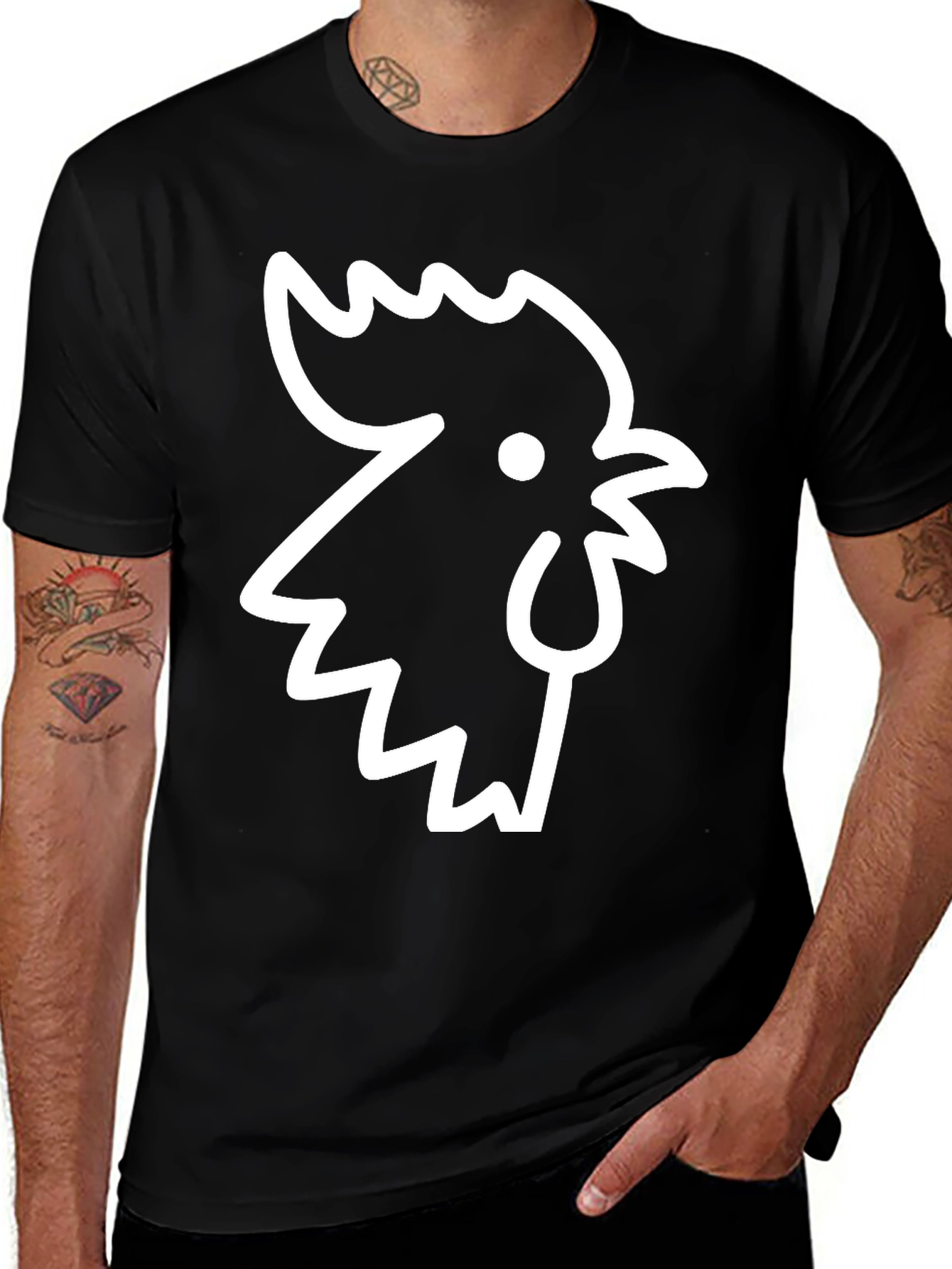 Variant 29 of Bold Rooster Graphic Tee - Black Cotton T-Shirt
