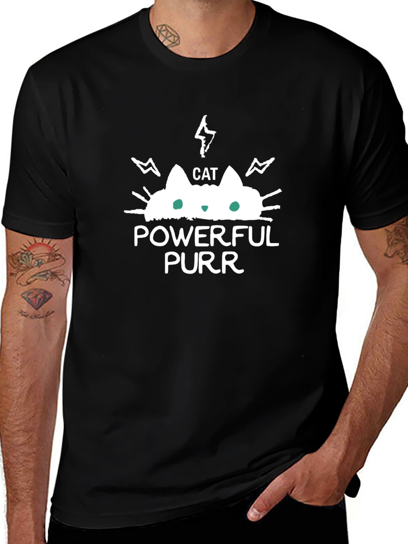 Powerful Purr Cat Graphic T-Shirt