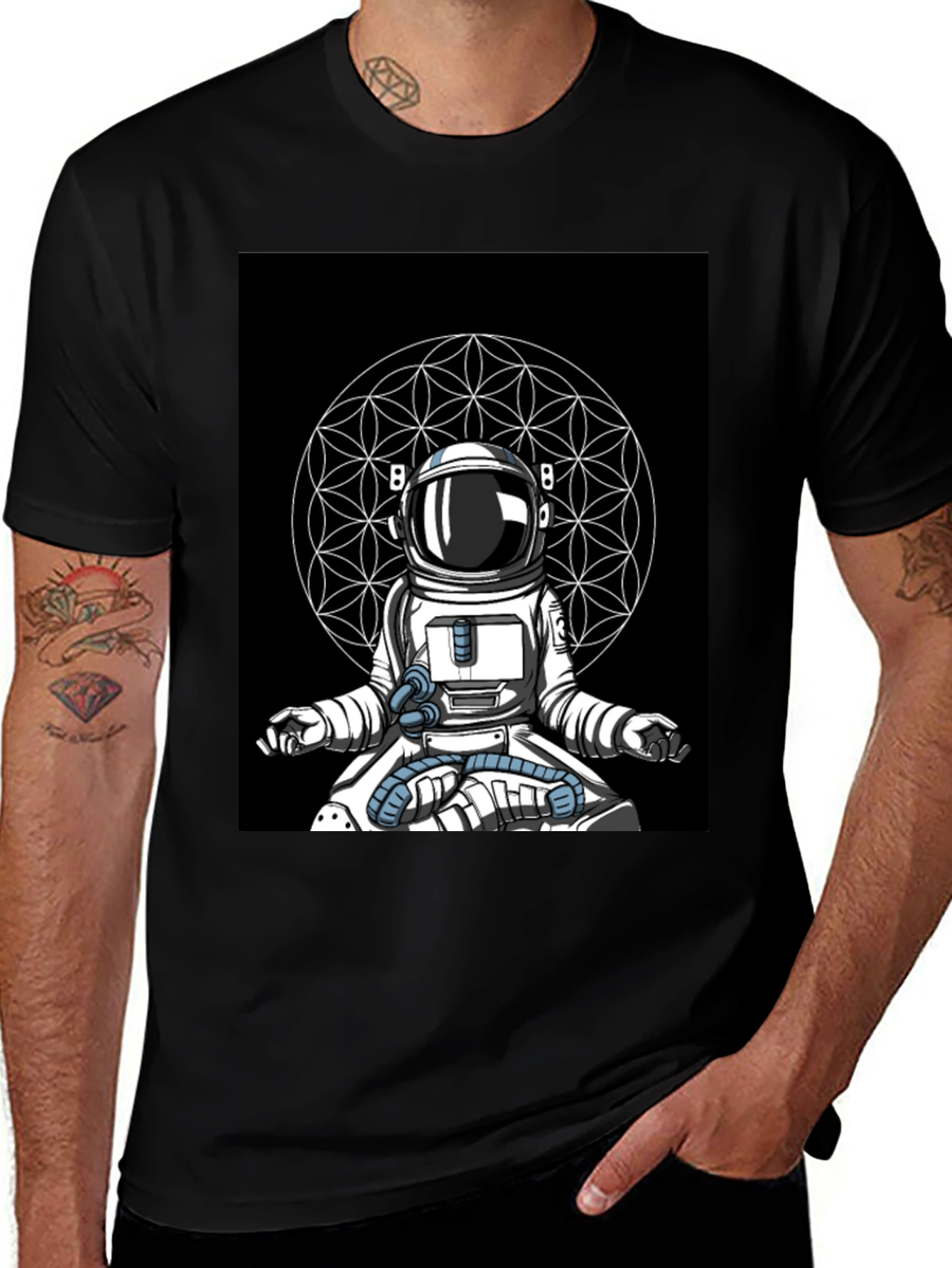Variant 11 of Meditating Astronaut T-Shirt - Black