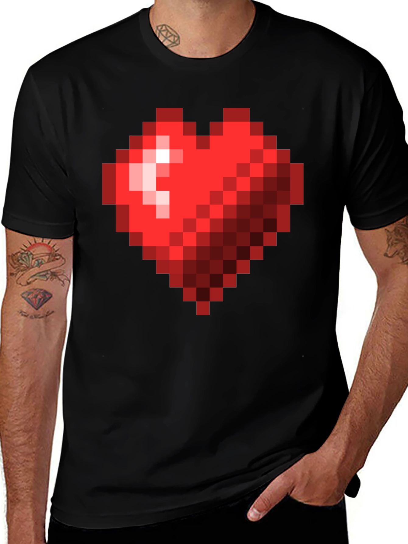 Variant 23 of Pixel Heart Graphic T-Shirt - Gamer Style