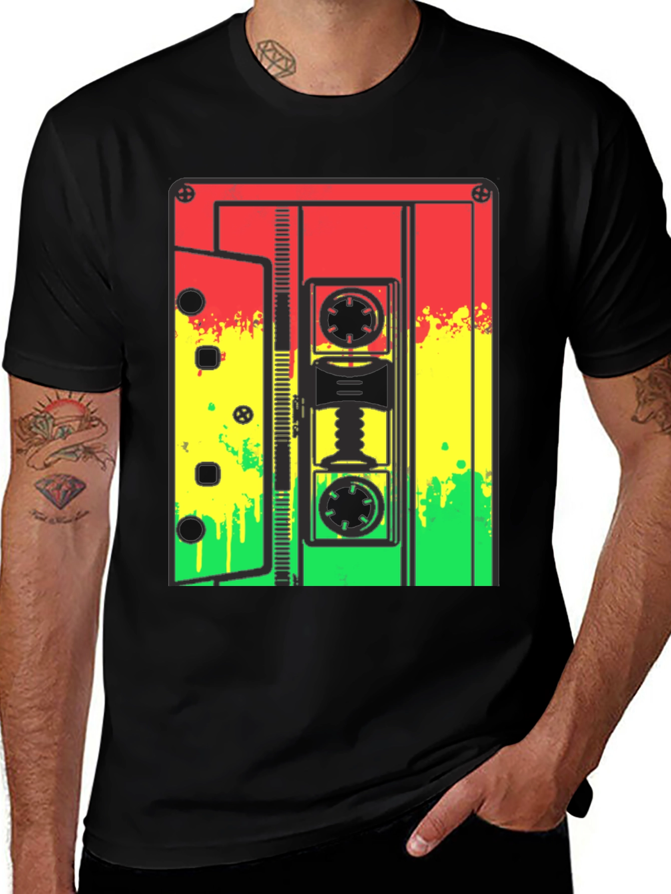 Black Rasta Cassette Tape Graphic Tee main image