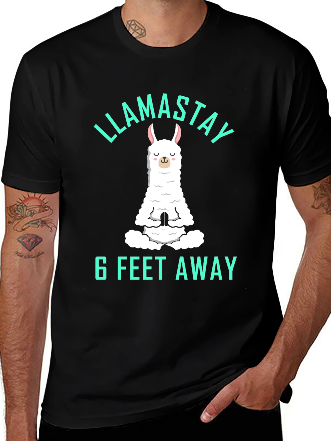 Variant 27 of Llamastay 6 Feet Away Graphic Tee