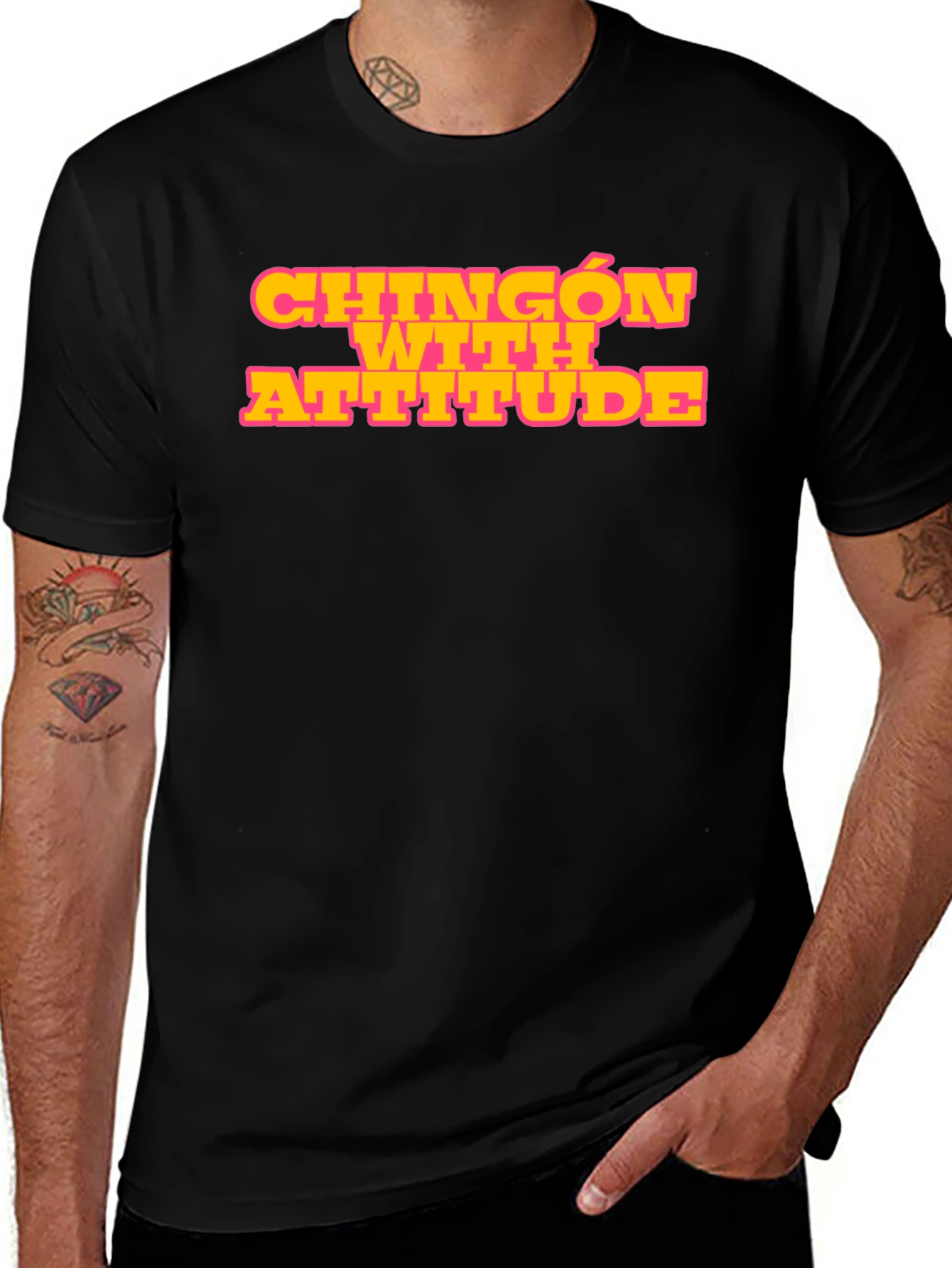 Variant 13 of Chingon with Attitude Black Graphic T-Shirt