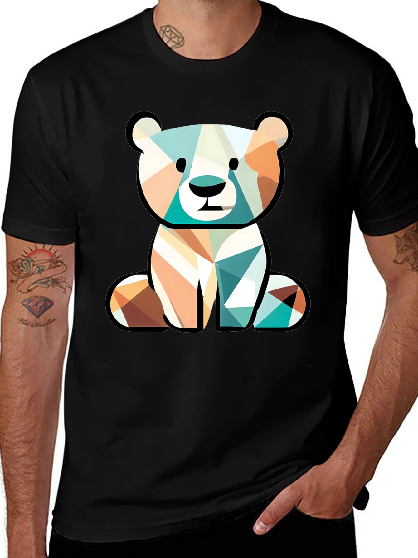 Geometric Bear Graphic Tee - Unique Style
