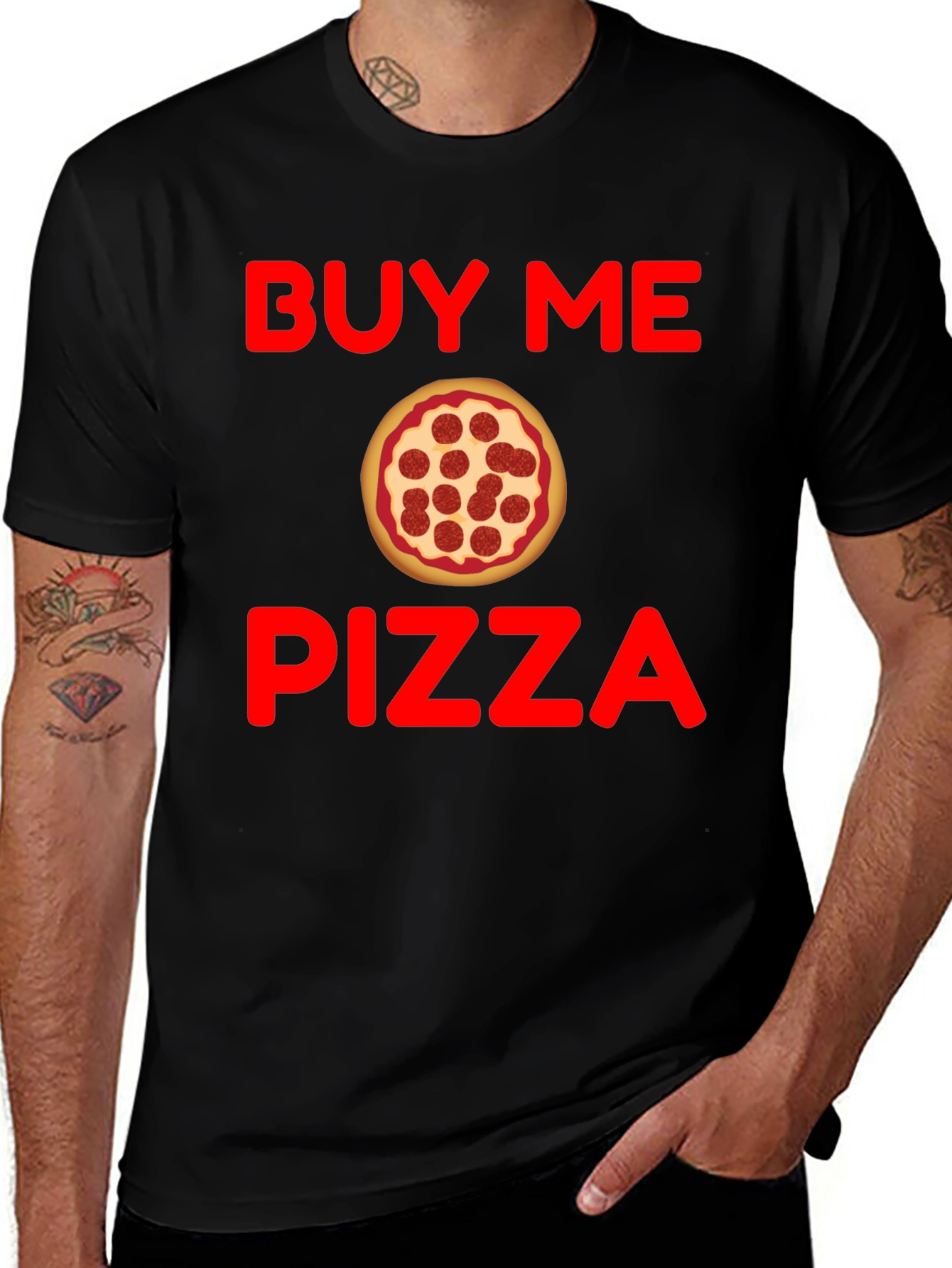 Variant 25 of Buy Me Pizza Graphic T-Shirt - Funny Foodie Tee