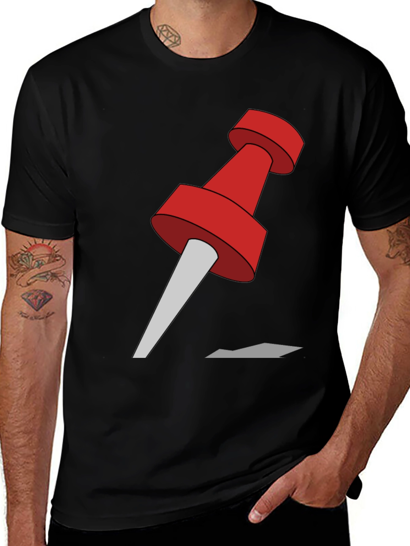 Variant 21 of Novelty Red Thumbtack Graphic T-Shirt