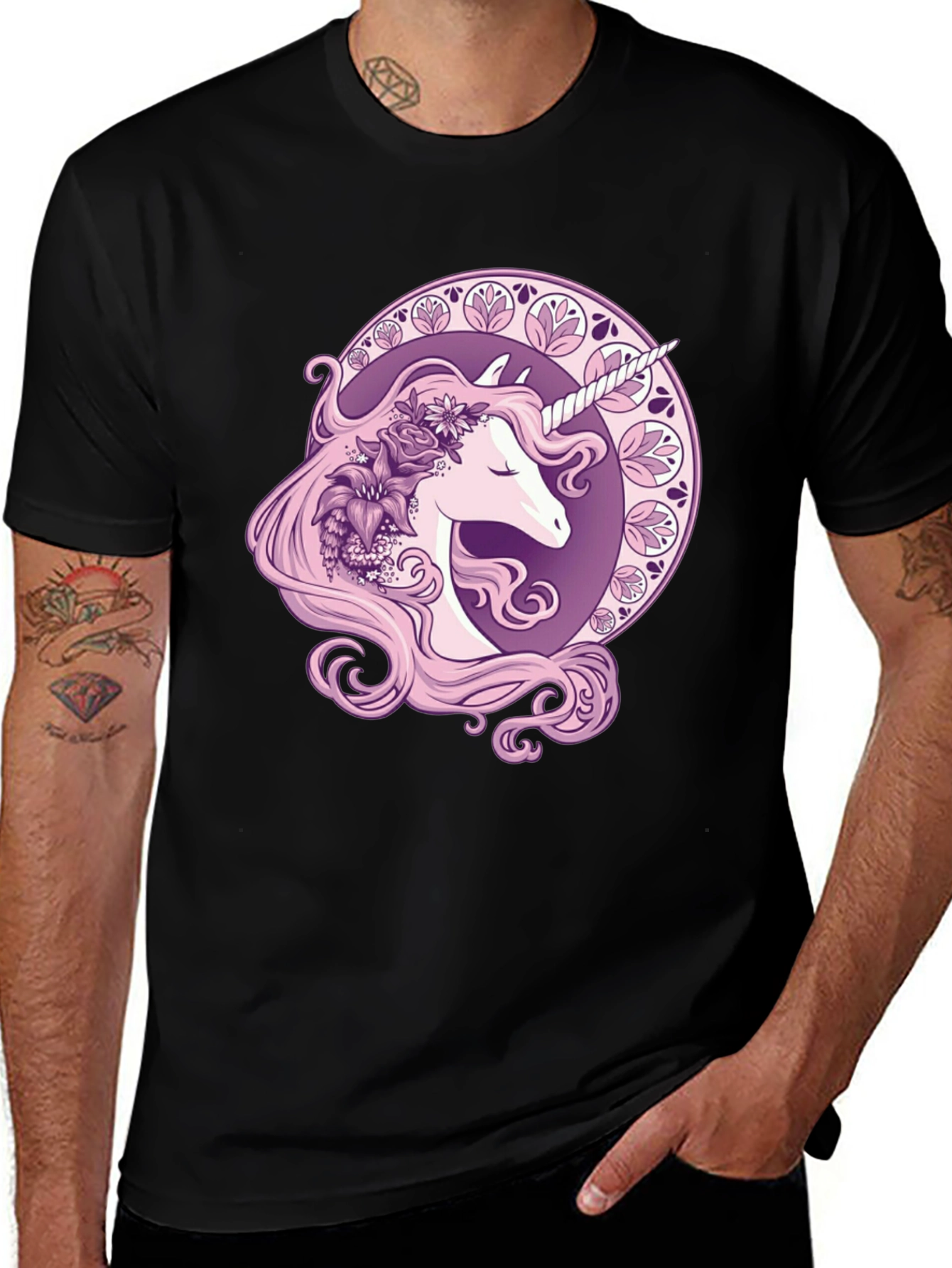 Variant 14 of Unicorn Graphic Black T-Shirt