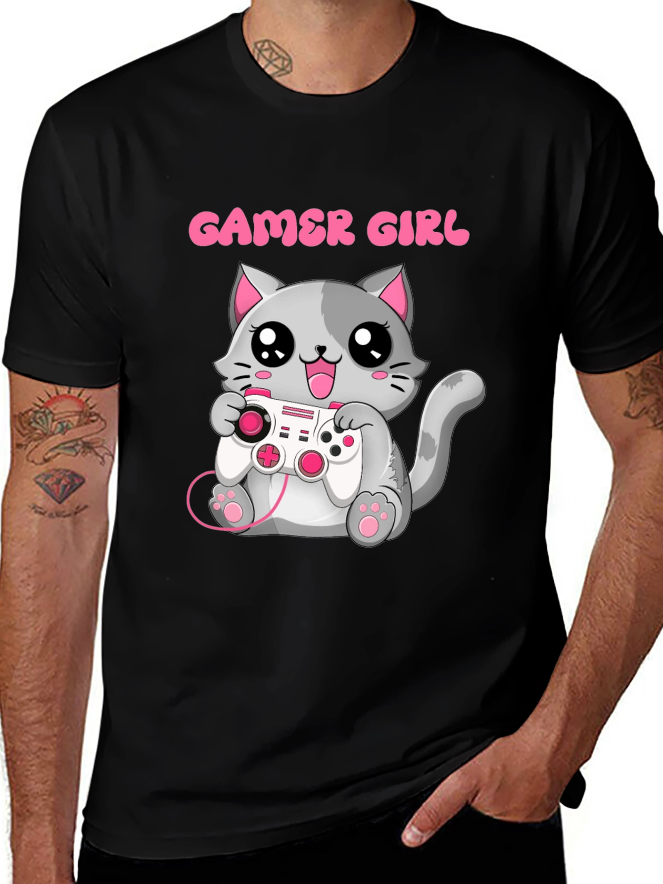 Gamer Girl Cat T-Shirt - Cute Gaming Tee
