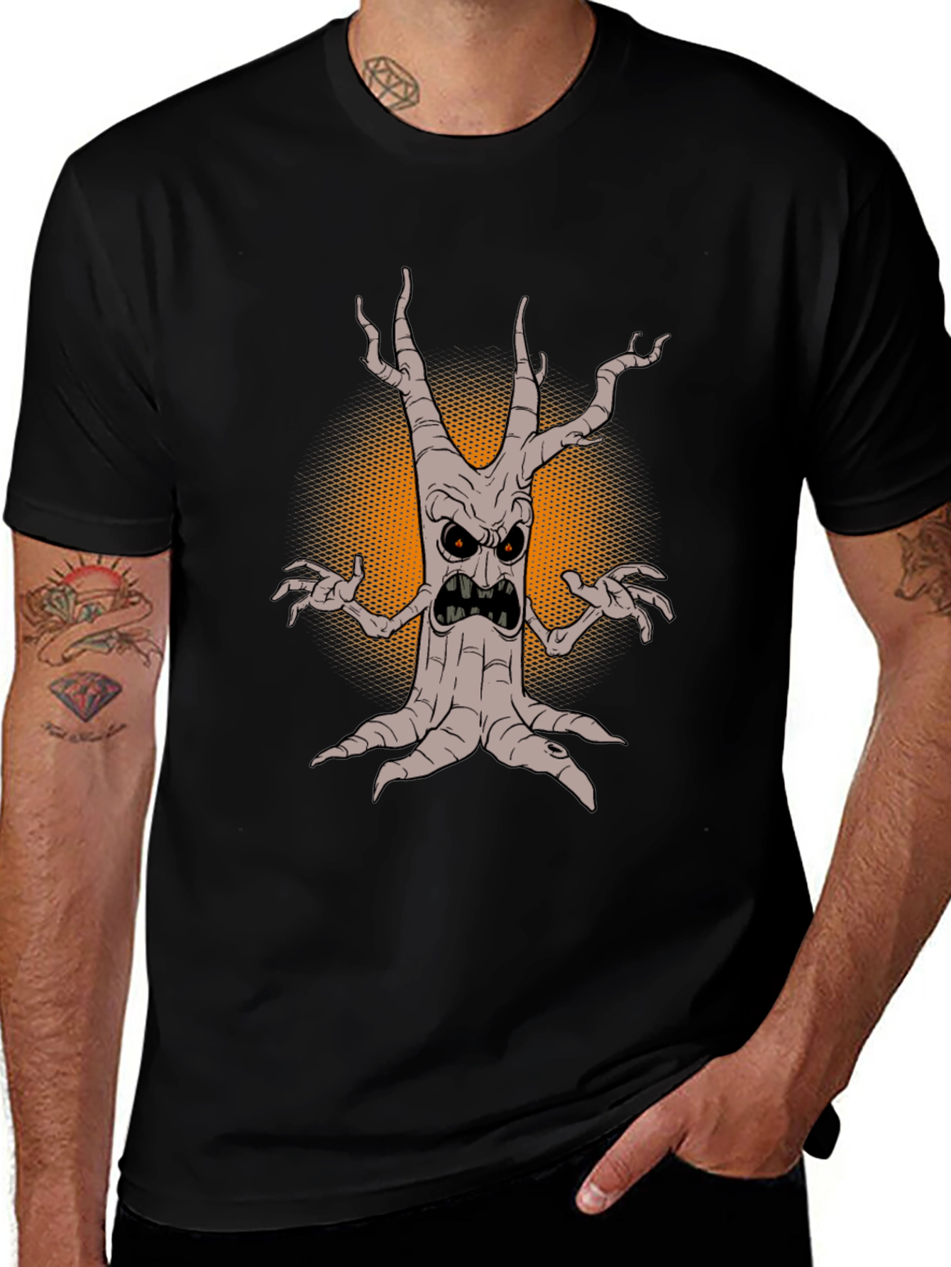 Variant 12 of Men's Spooky Tree Graphic Tee - Halloween Style