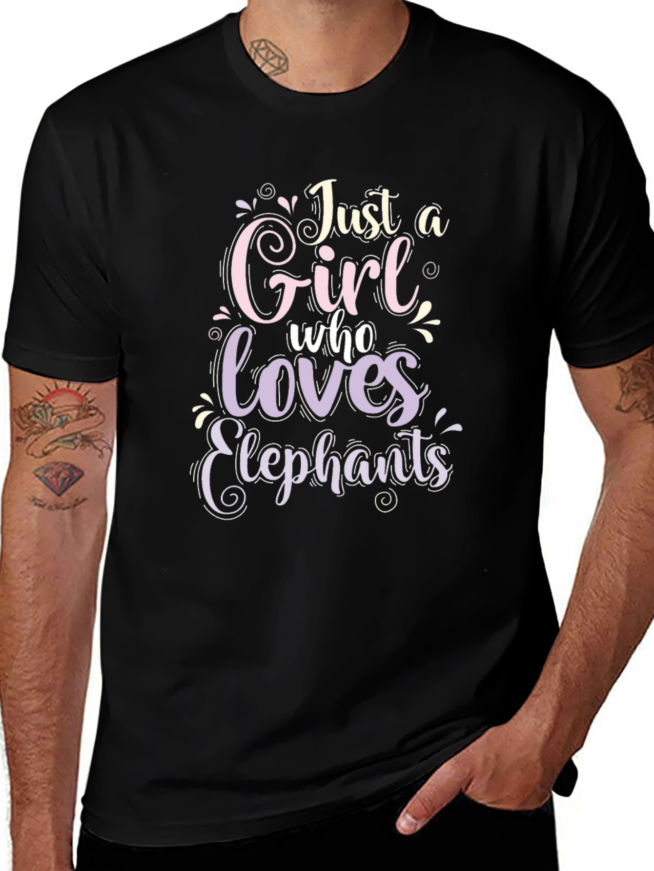 Just A Girl Who Loves Elephants Black T-Shirt