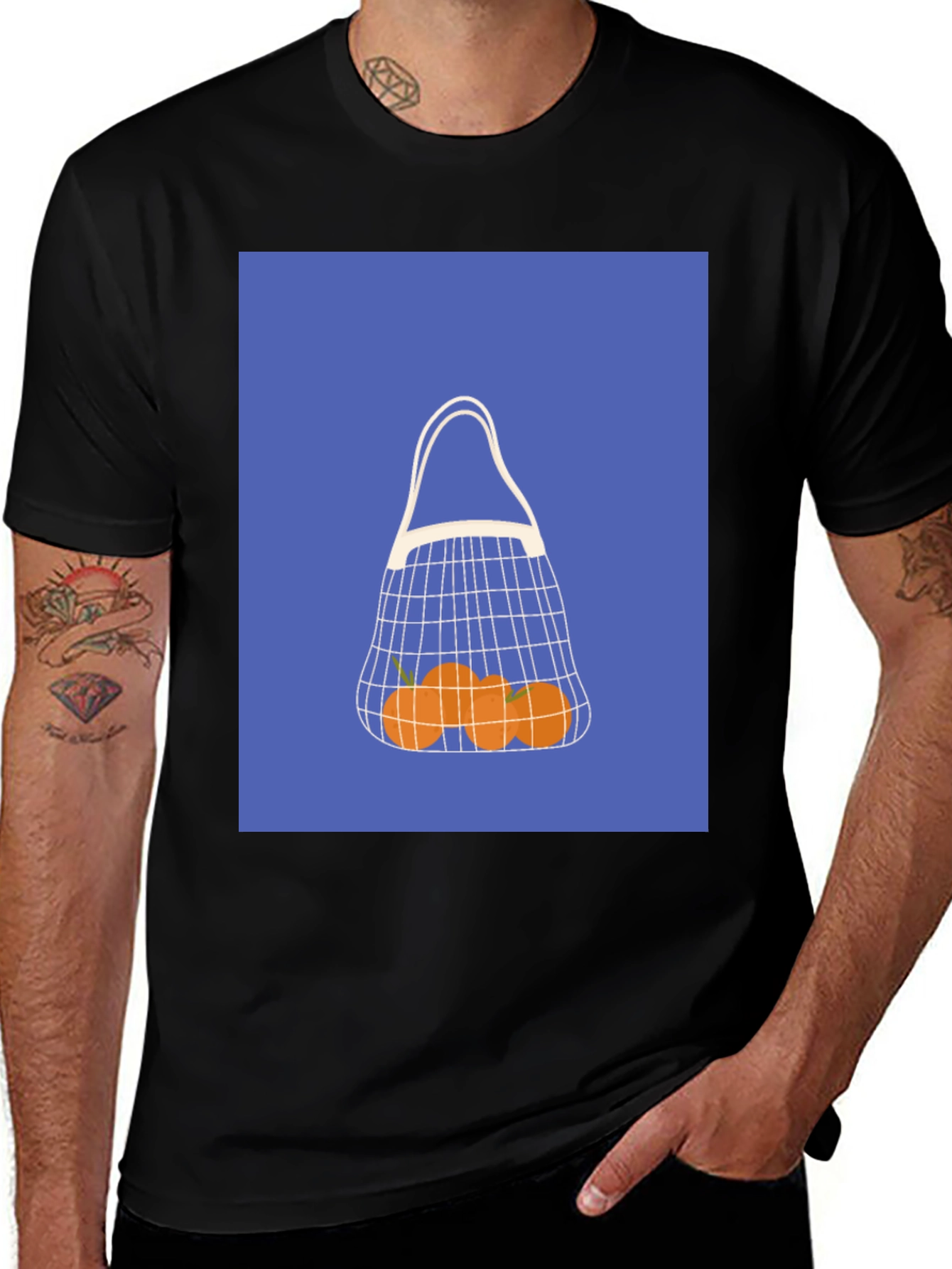 Variant 24 of Modern Orange Fruit Net Bag Graphic Tee