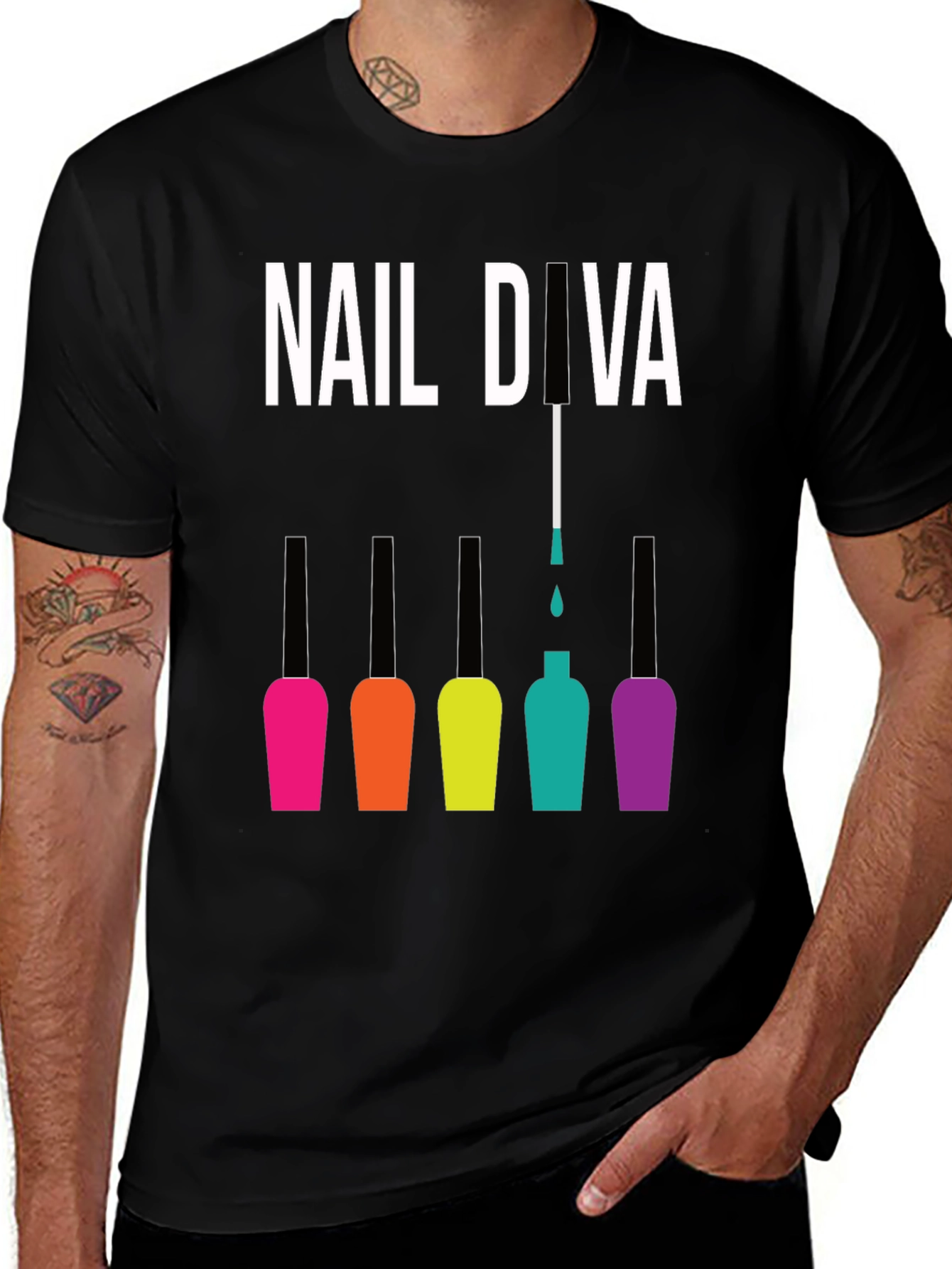 Variant 18 of Nail Diva Graphic T-Shirt - Colorful Nail Polish Design