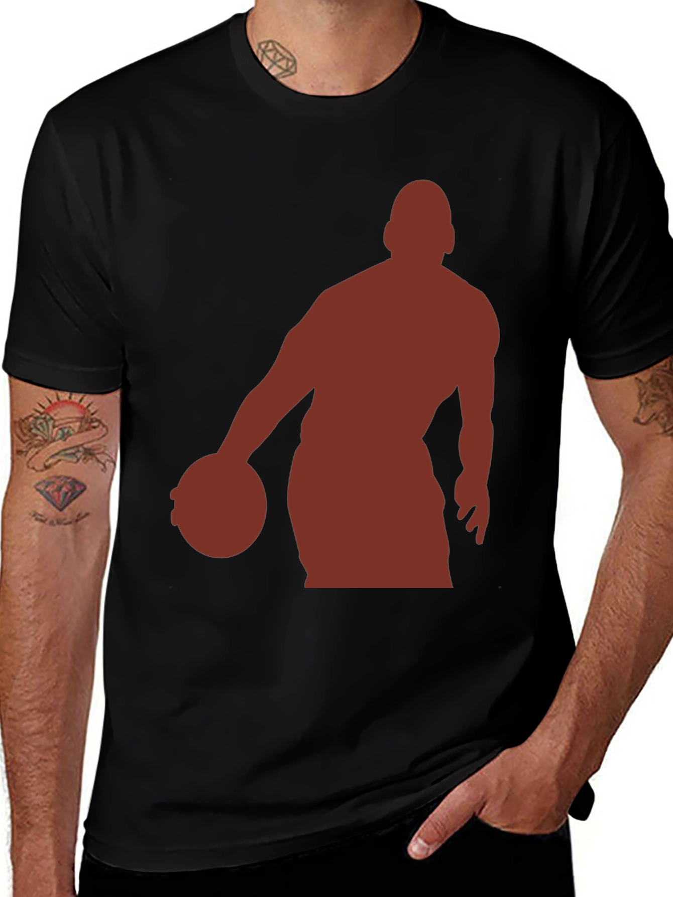 Black Basketball Silhouette Graphic Tee - Stylish Men's T-Shirt main image
