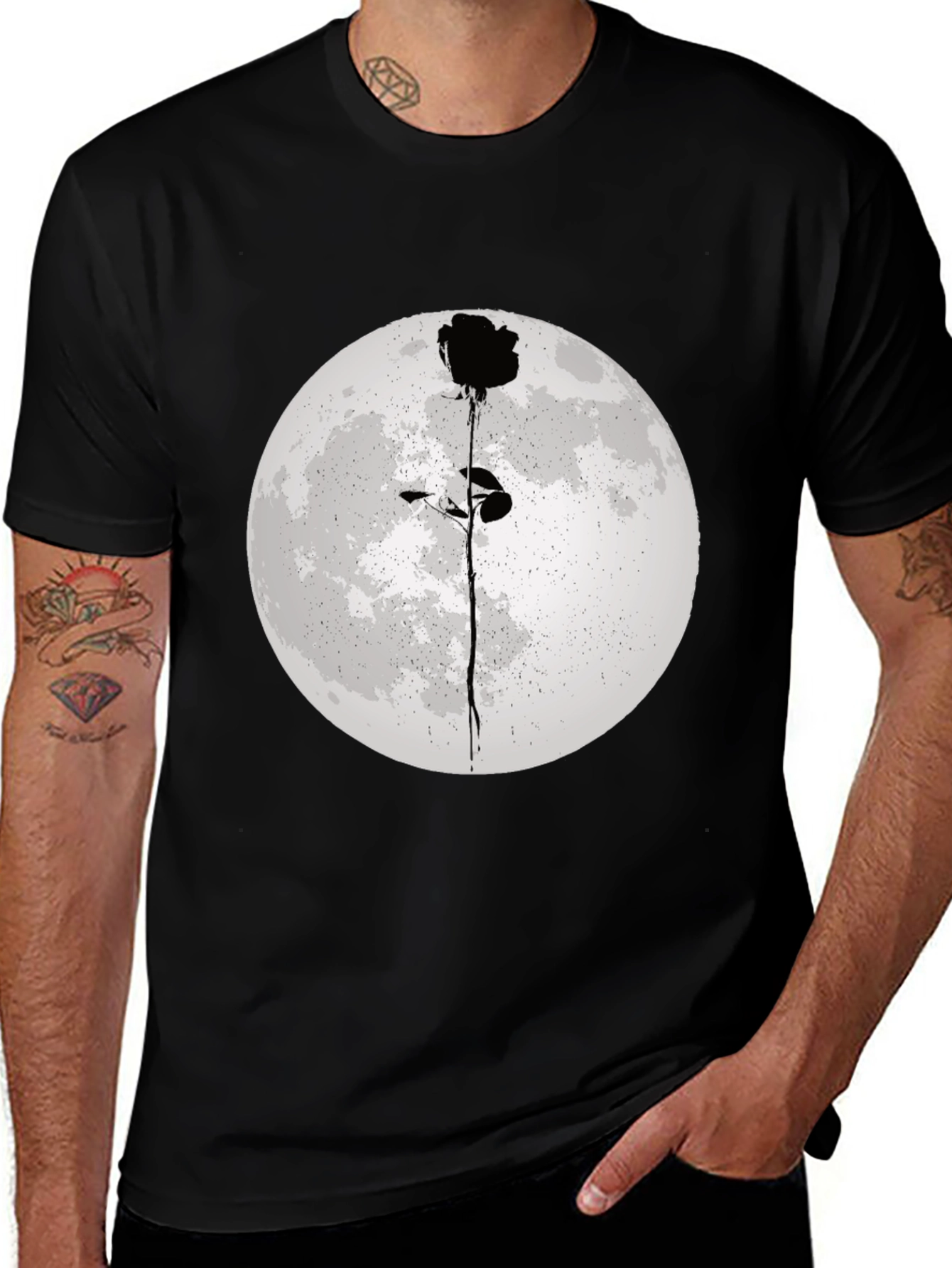 Variant 25 of Black Rose Moon Graphic Tee