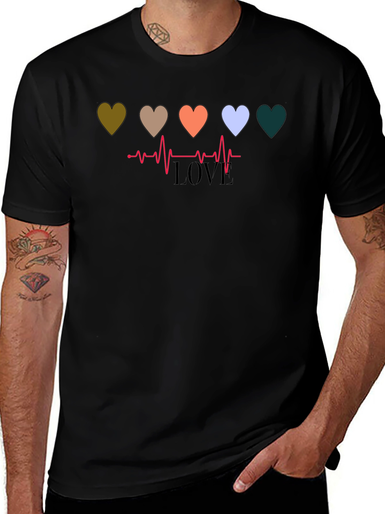 Variant 24 of Heartbeat LOVE Graphic Tee - Soft Cotton Comfort
