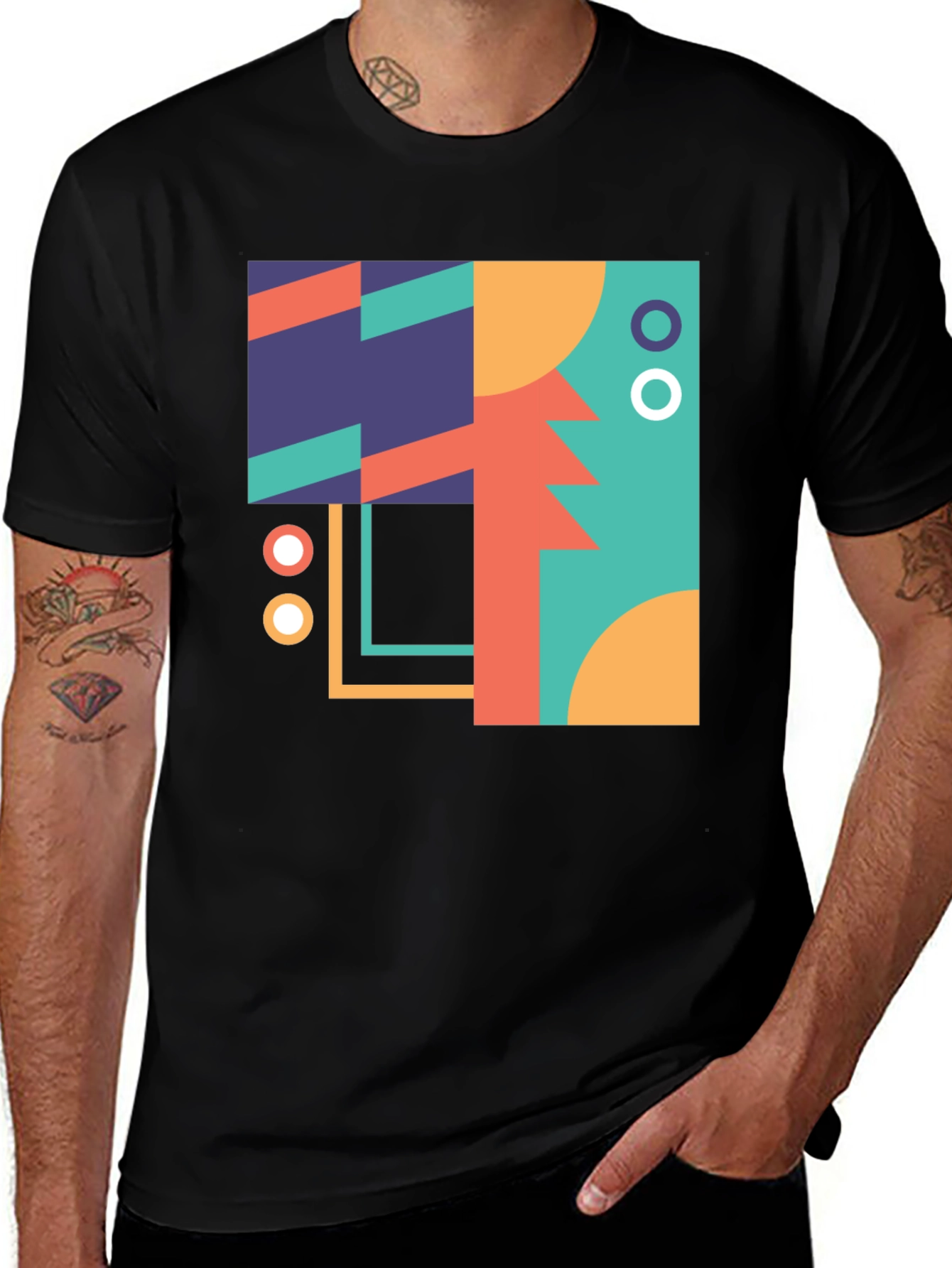 Variant 23 of Geometric Art Print Black T-Shirt