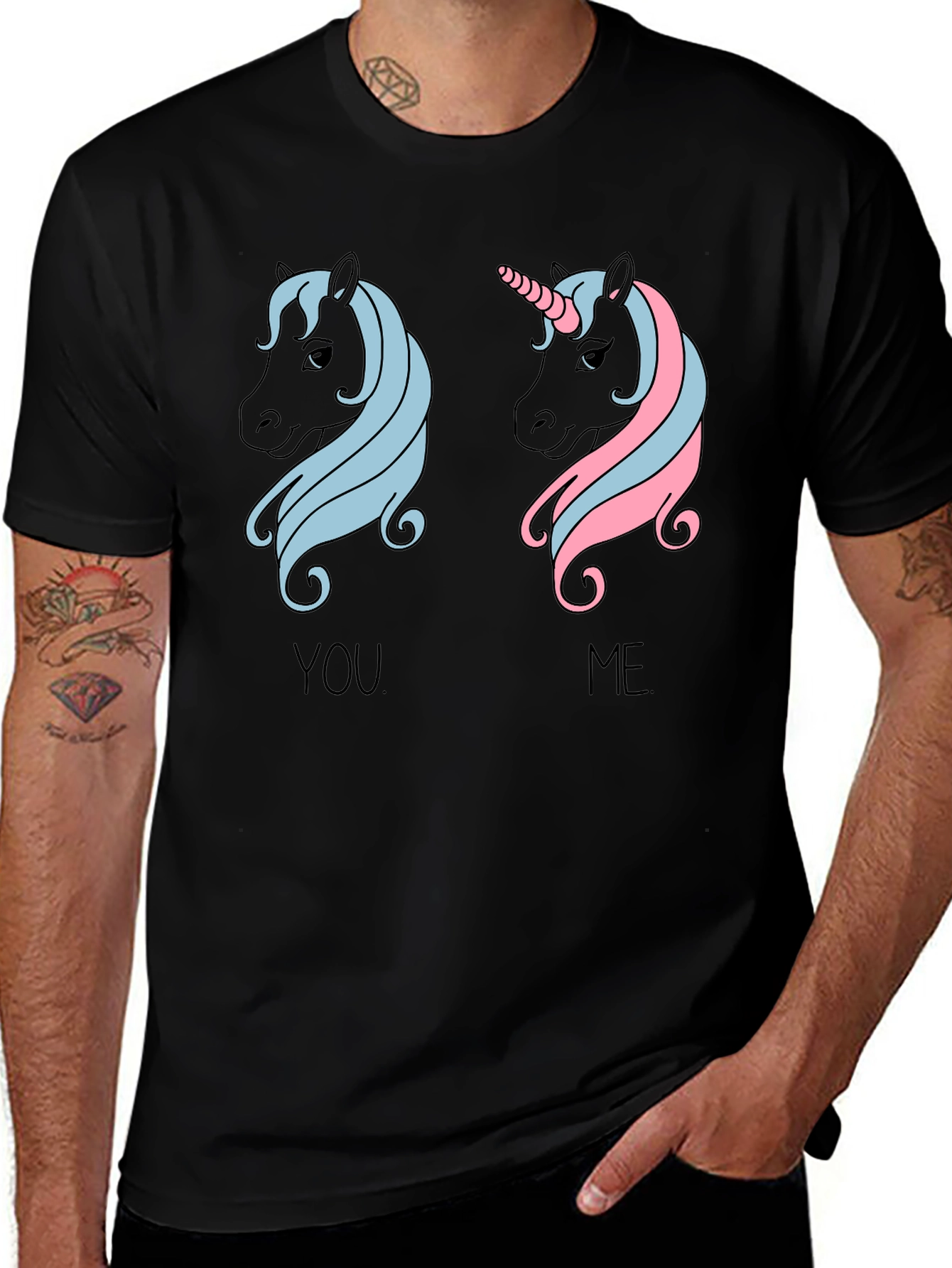 Variant 20 of Unicorn You and Me Graphic Tee - Black