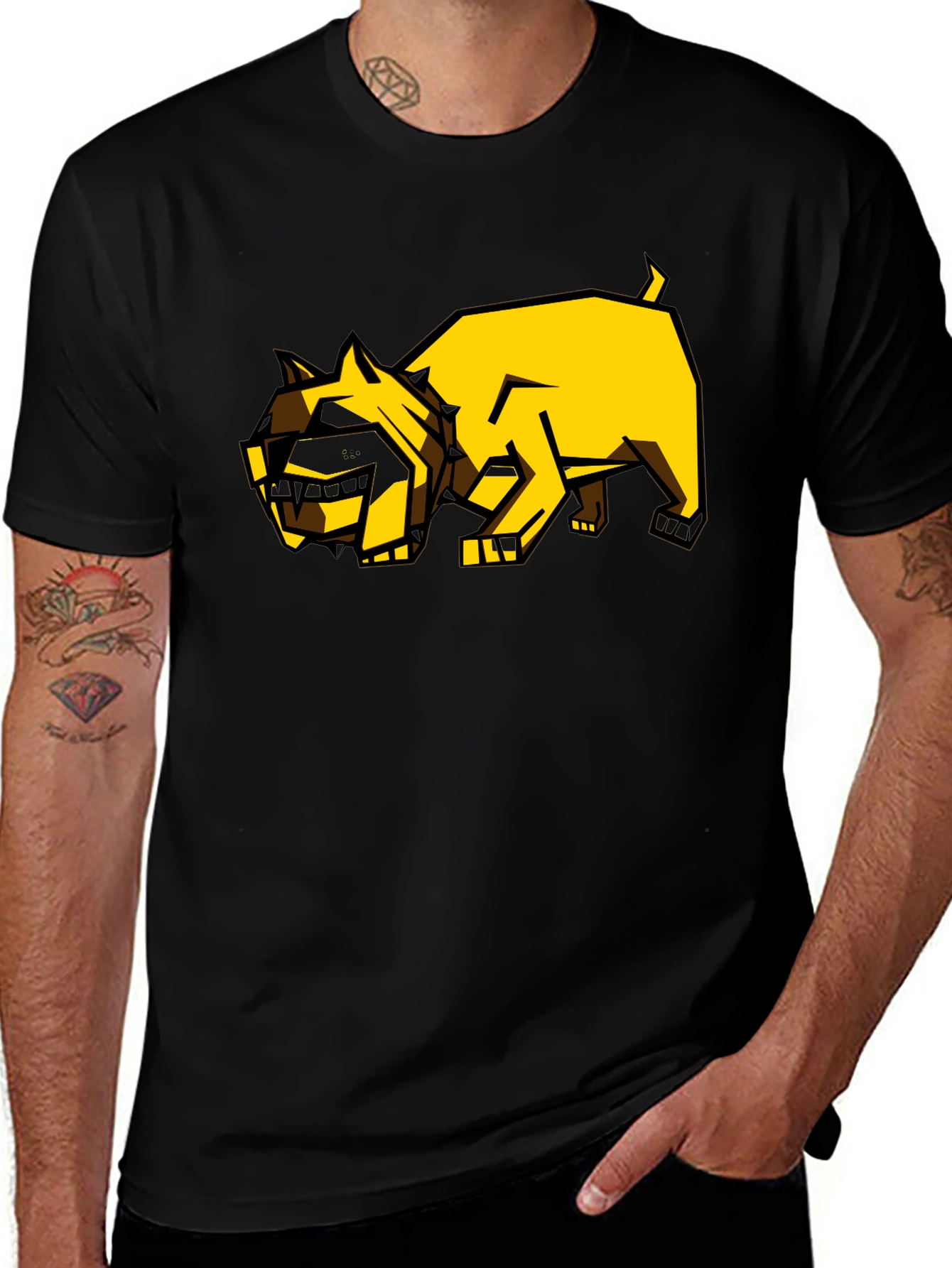 Variant 24 of Geometric Dog Graphic Tee - Black Casual Shirt