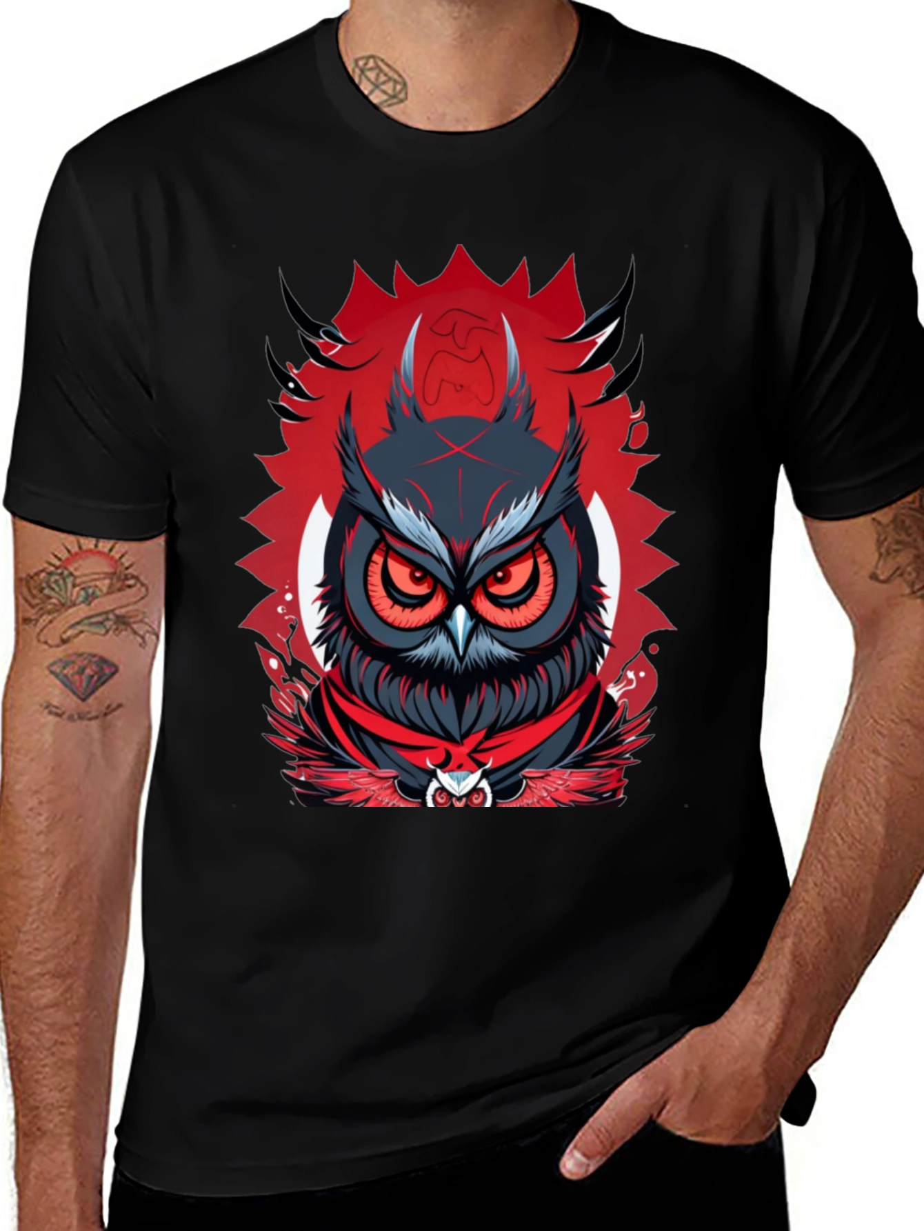 Variant 5 of Owl Graphic Print T-Shirt - Black