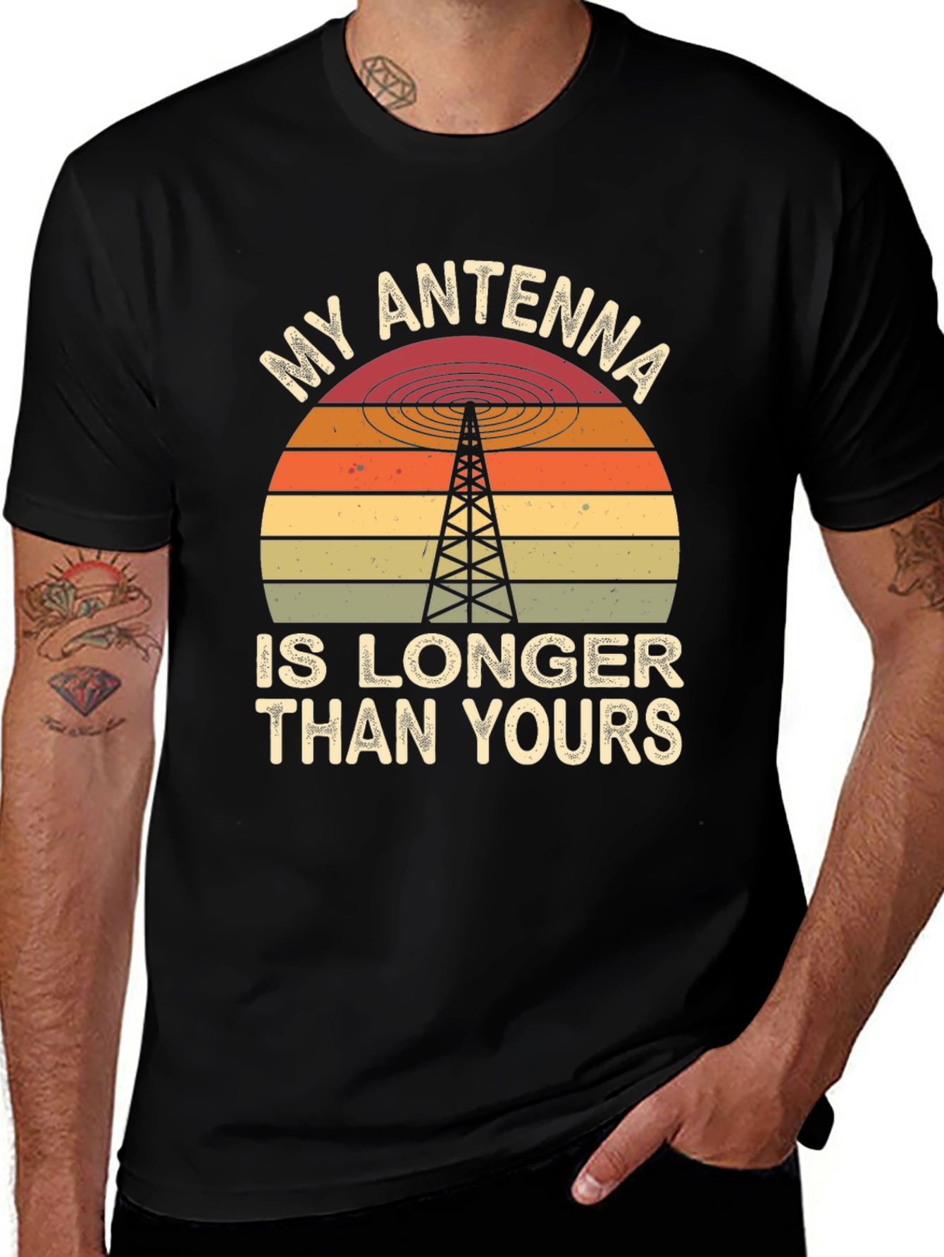 Black My Antenna is Longer Than Yours Funny T-Shirt main image
