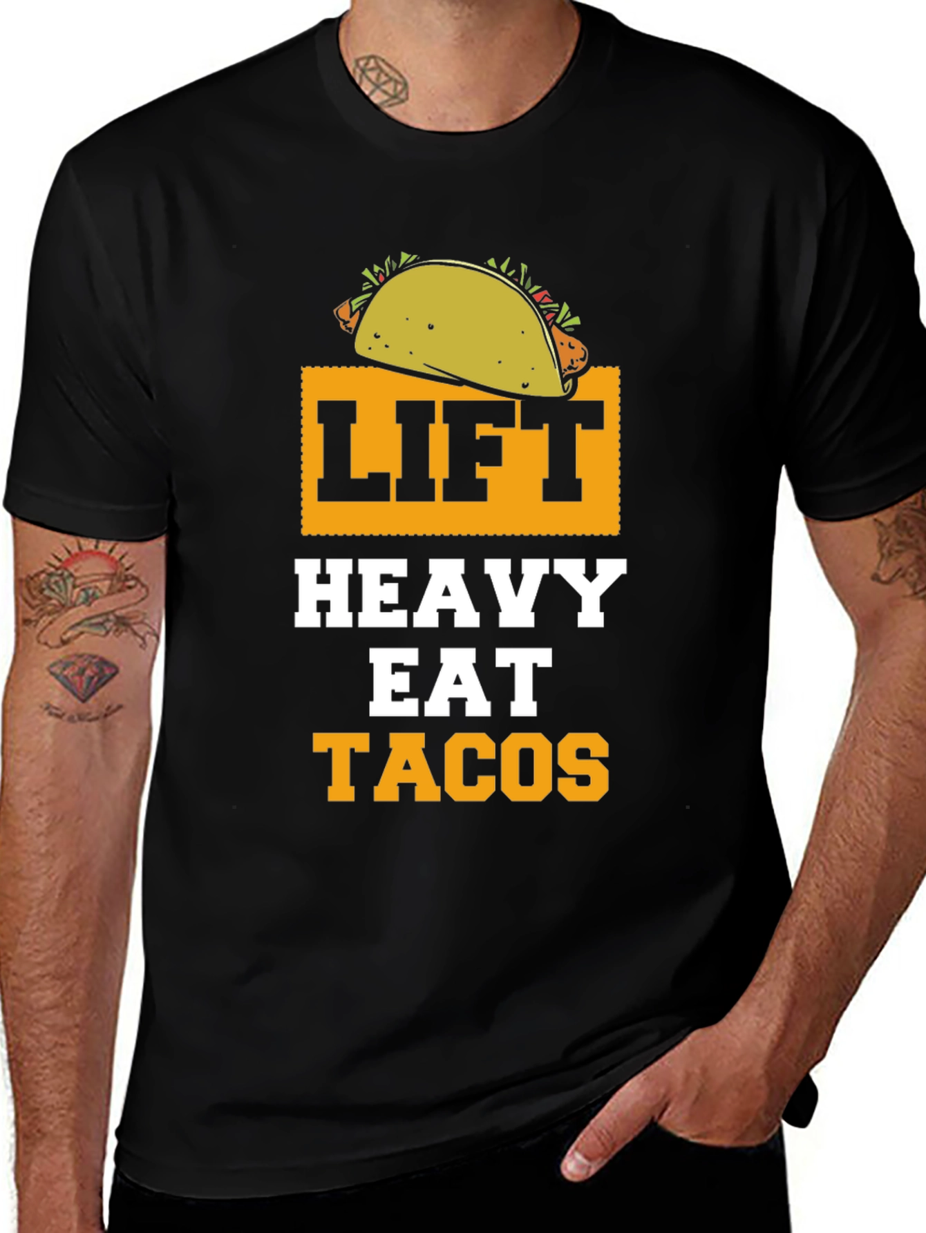 Variant 6 of Lift Heavy Eat Tacos Funny Gym Workout T-Shirt