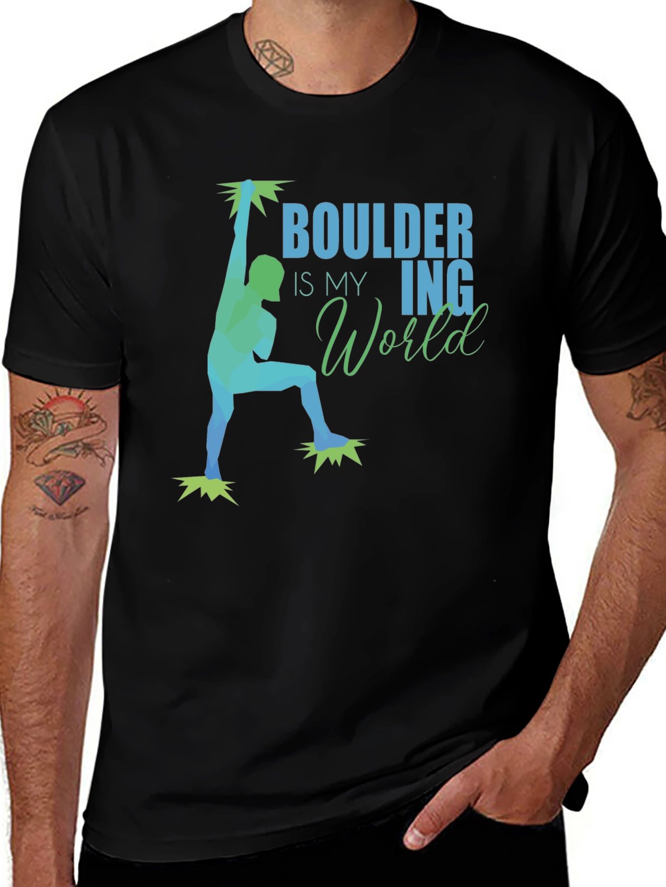 Variant 23 of Bouldering Is My World Climber Graphic Tee
