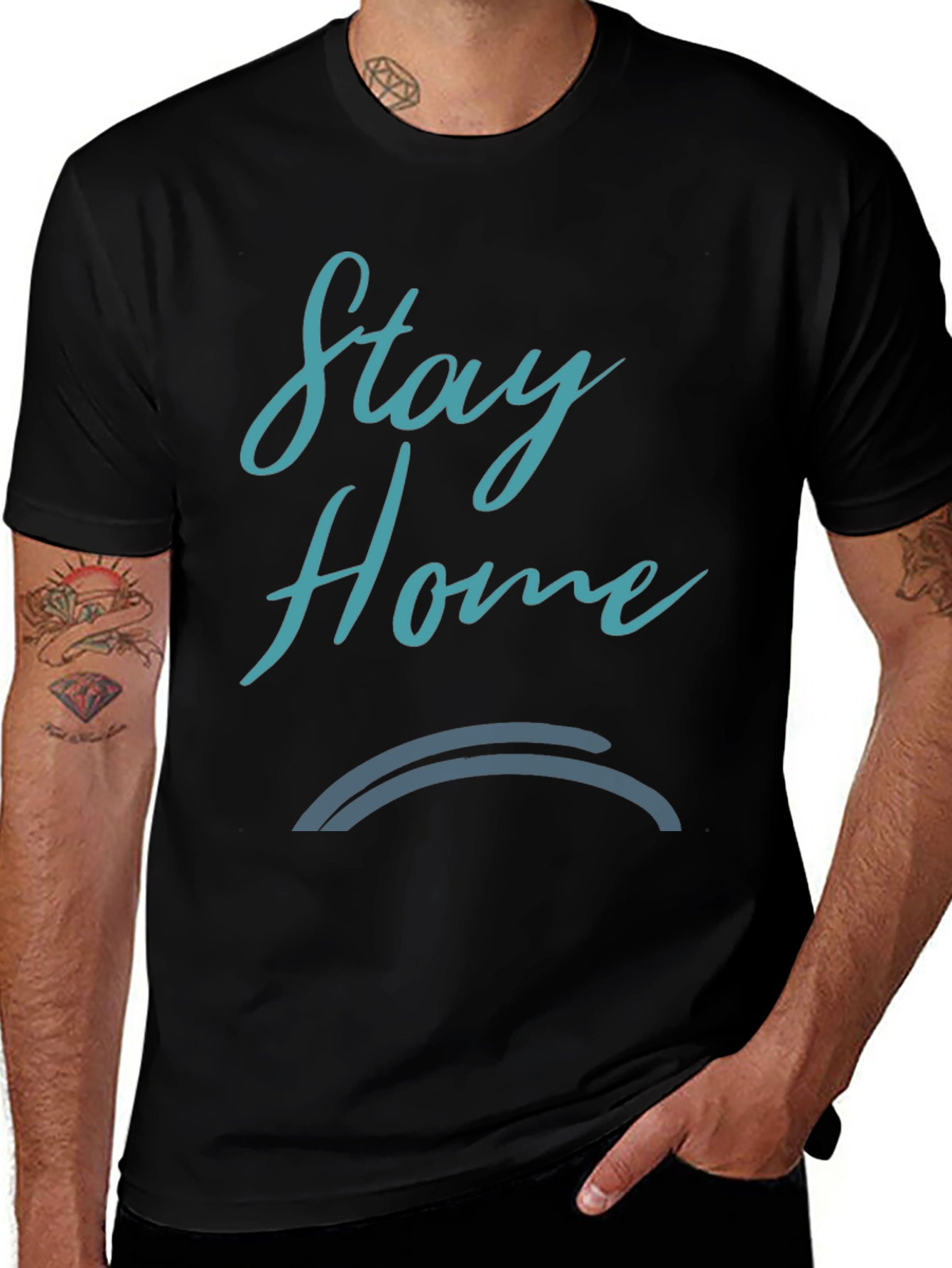 Stay Home Black Graphic Tee